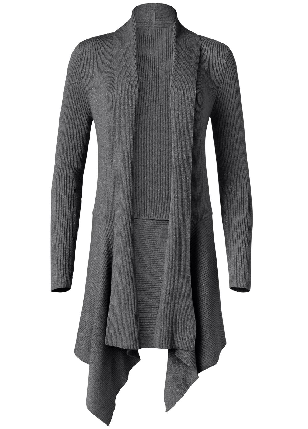 Venus Plus Size Waterfall Cardigan in Dark Grey