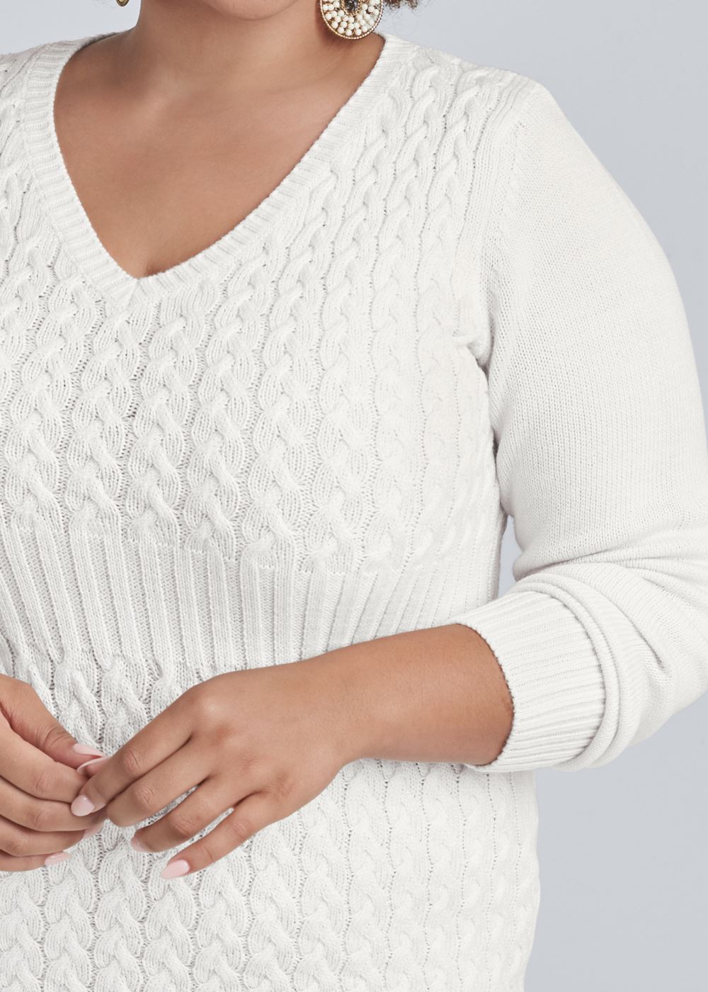 Venus Plus Size Cable Knit Sweater Dress