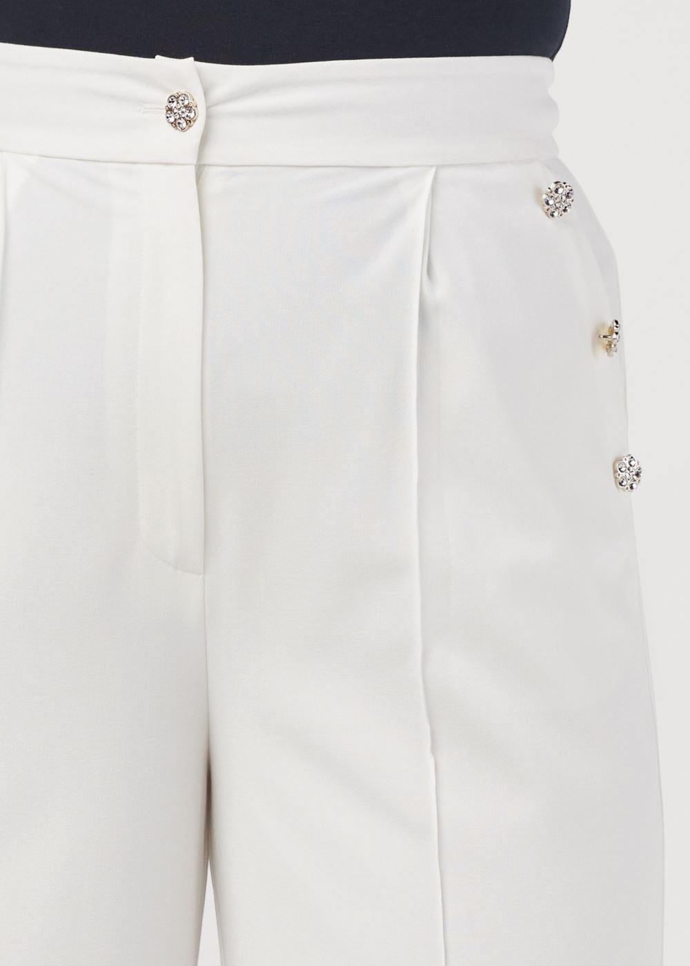 Venus Plus Size Pleated Wide Leg Pants in Off White