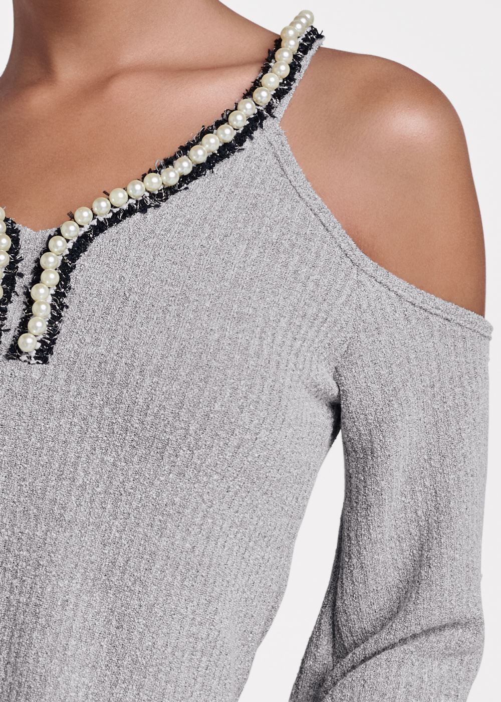 Venus Plus Size Pearl Trim Bell Sleeve Top