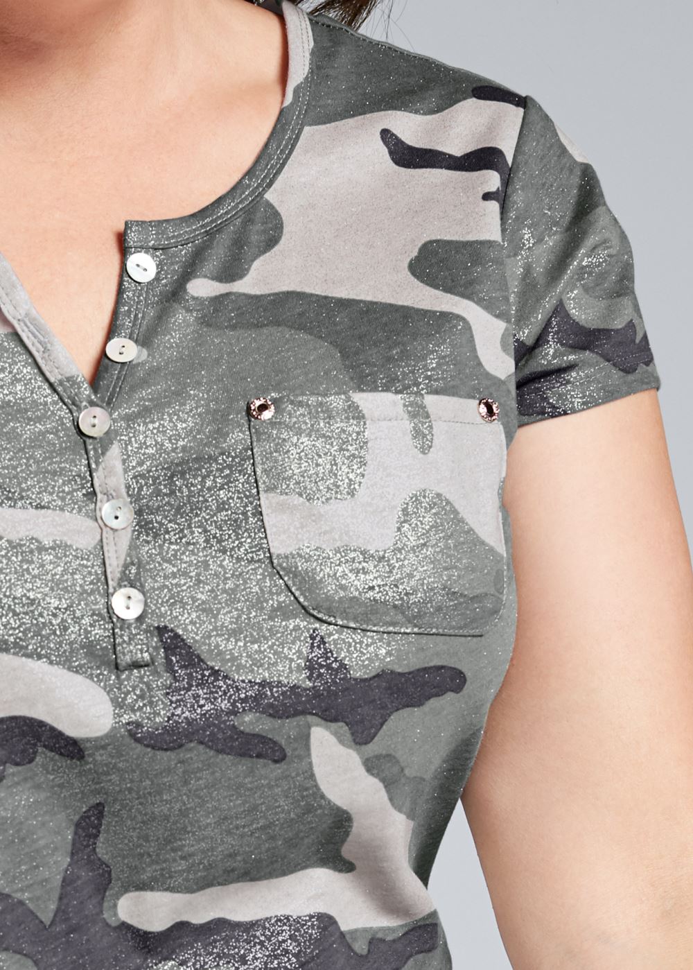 Venus Plus Size Camo Pocket Top