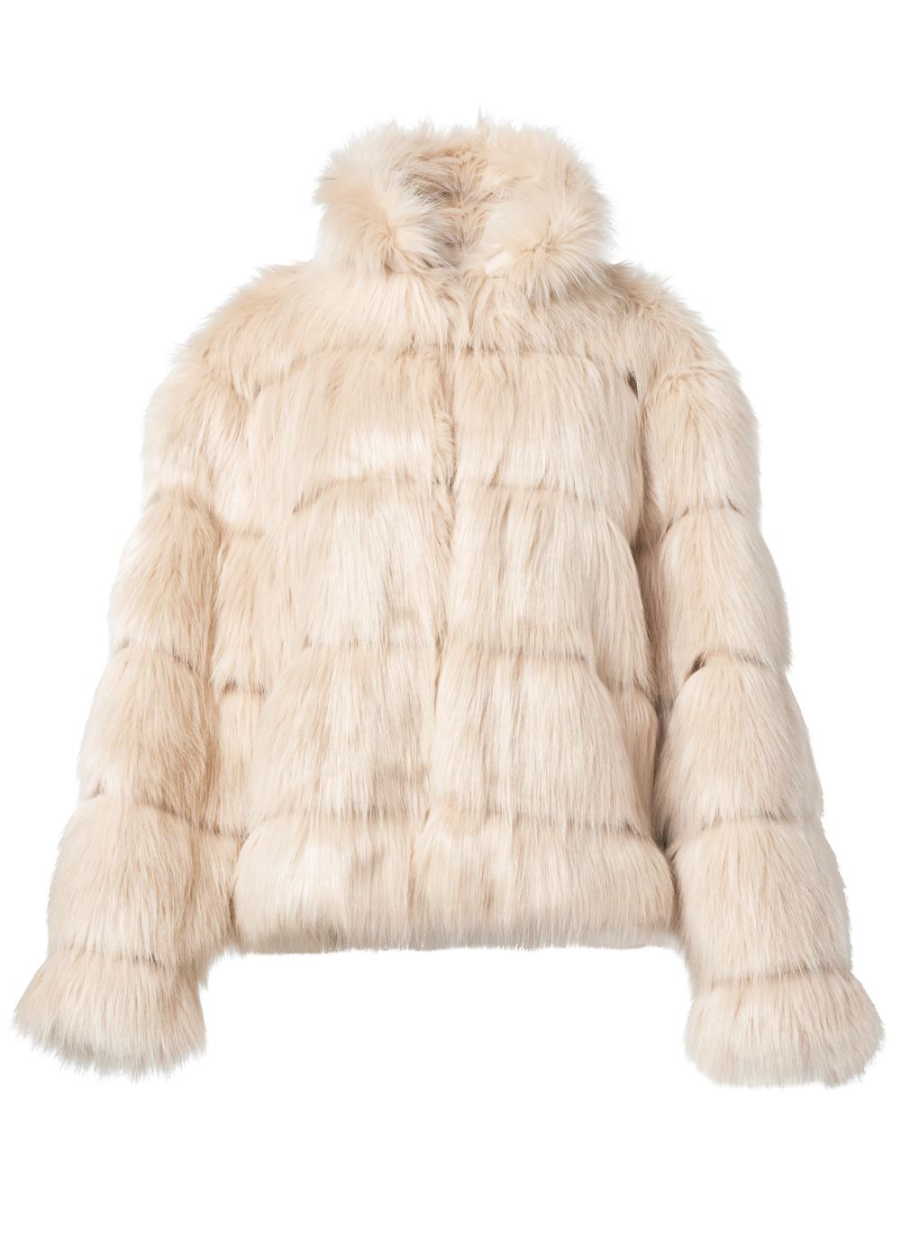 Venus Luxe Tiered Faux Fur Coat in Light Brown