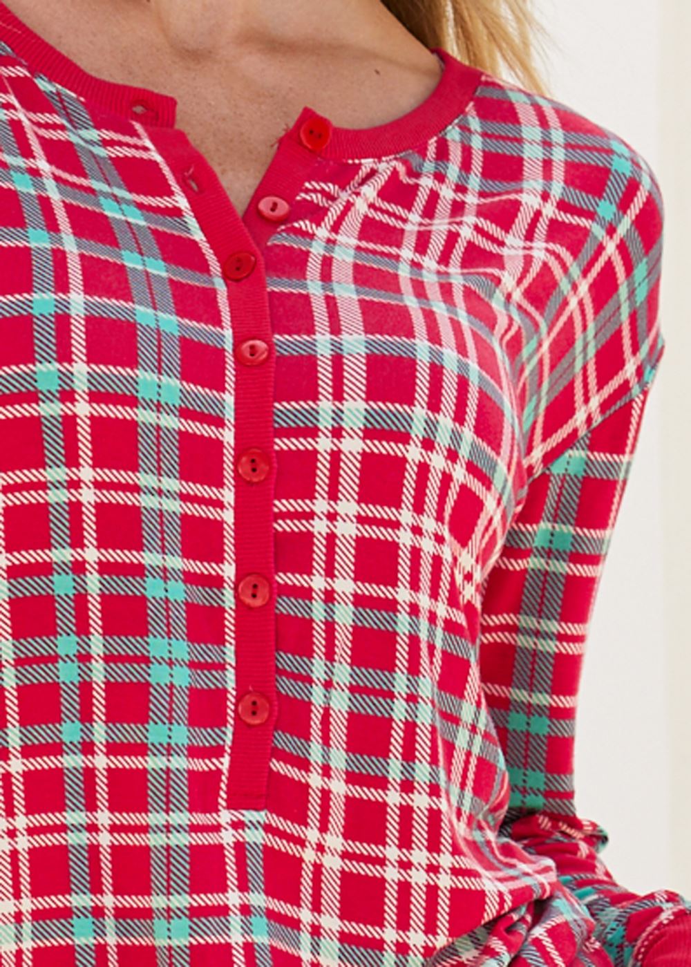 Venus Festive Flannel HENLEY PJ ONESIE