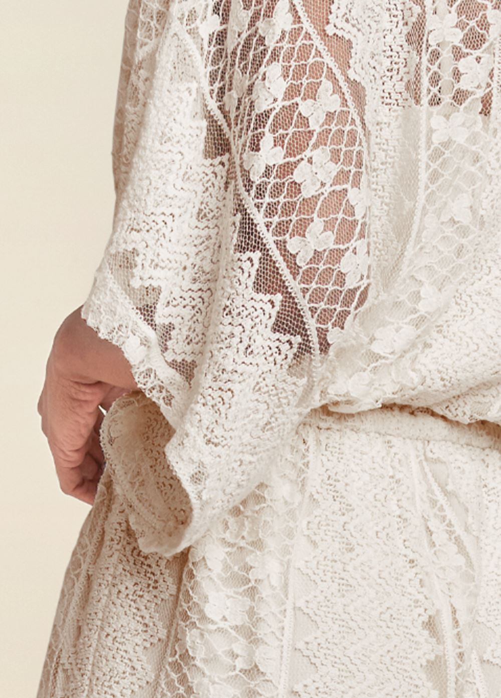 Venus Plus Size Crochet Romper in Beige