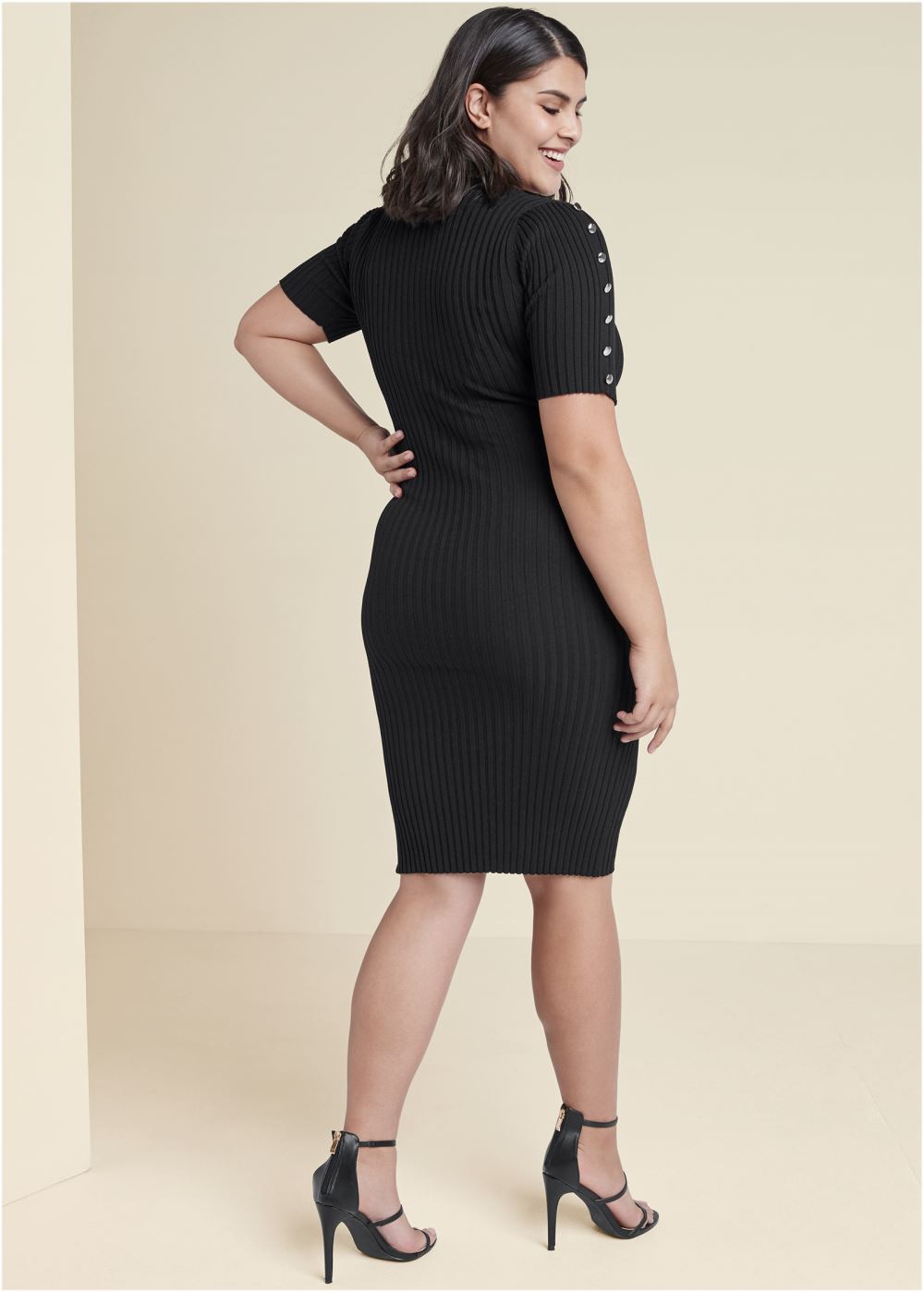 Venus Plus Size Button Detail Sweater Dress