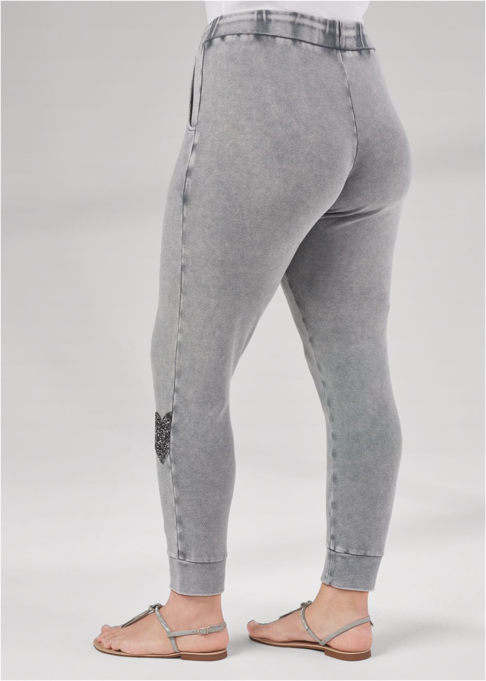 Venus Plus Size Textured Sparkle Joggers in Grey