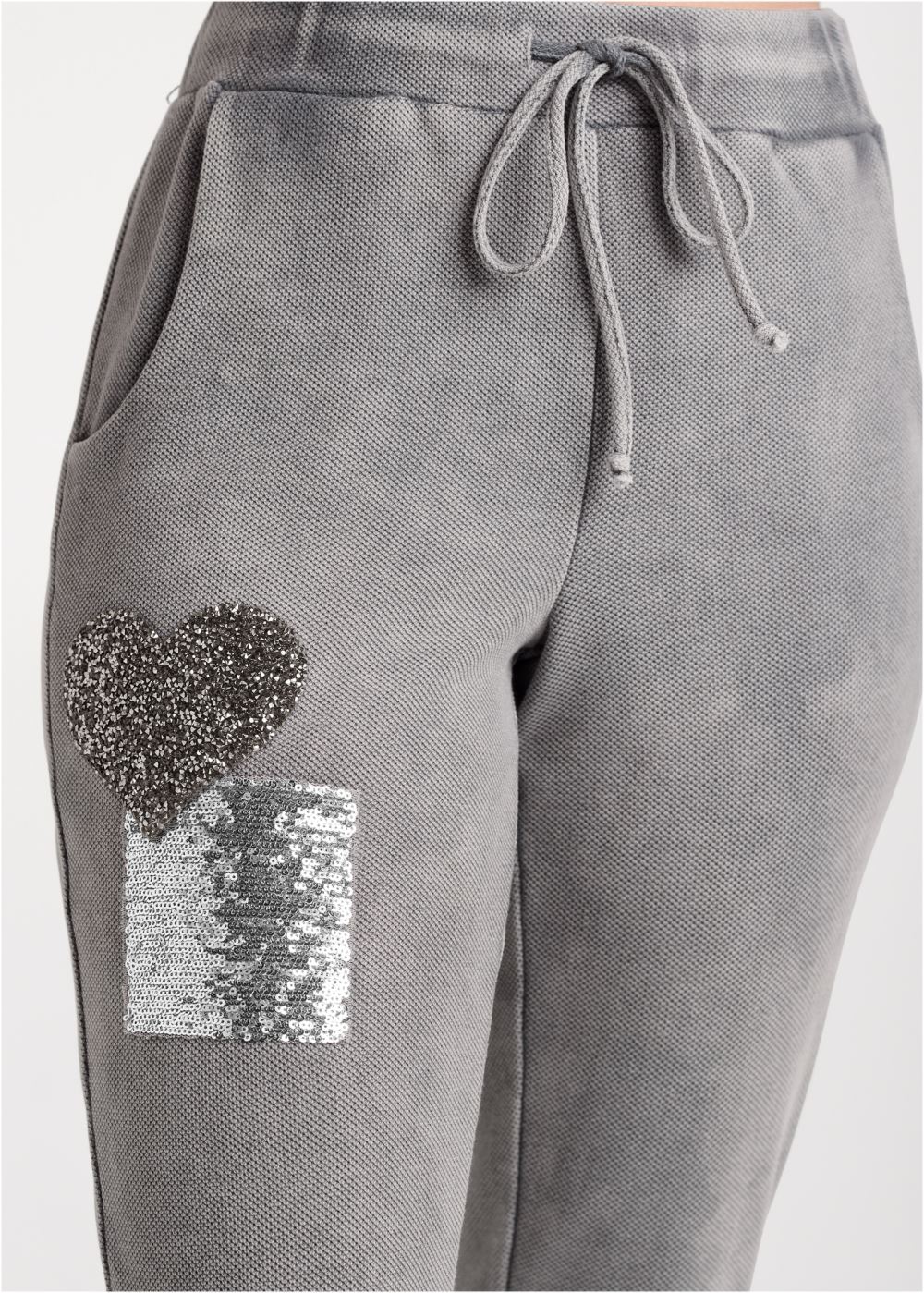 Venus Plus Size Textured Sparkle Joggers in Grey