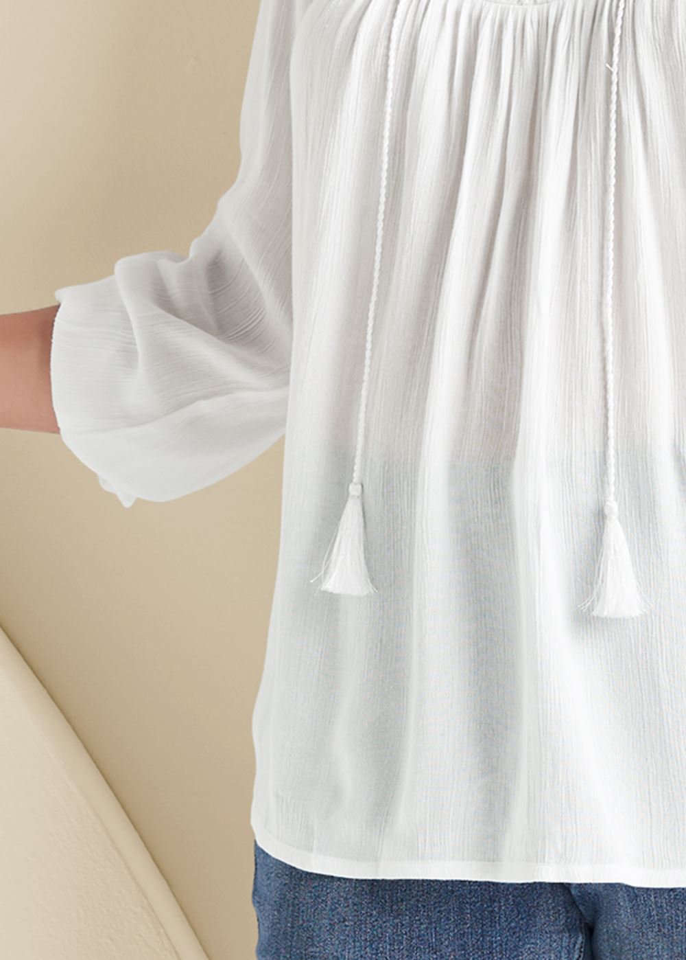 Venus Plus Size Oversize Tie-Front Blouse