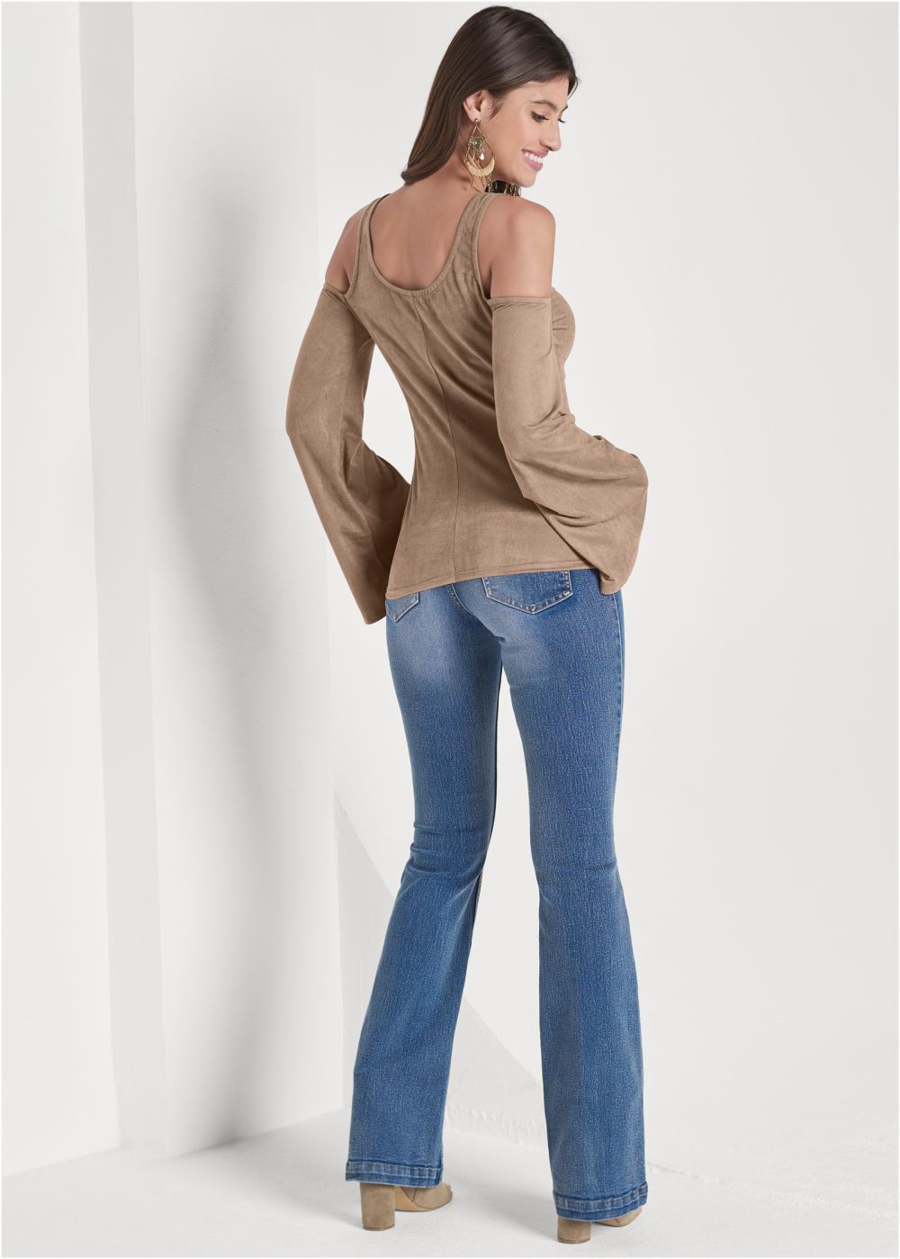 Venus Plus Size Faux-Suede Crochet Trim Top