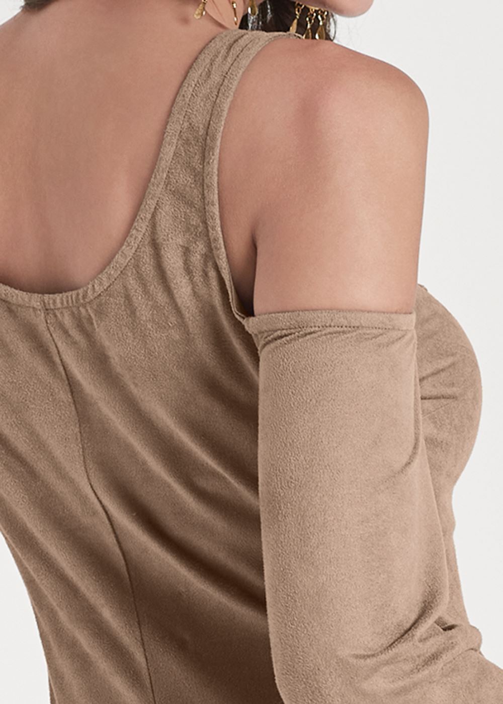 Venus Plus Size Faux-Suede Crochet Trim Top