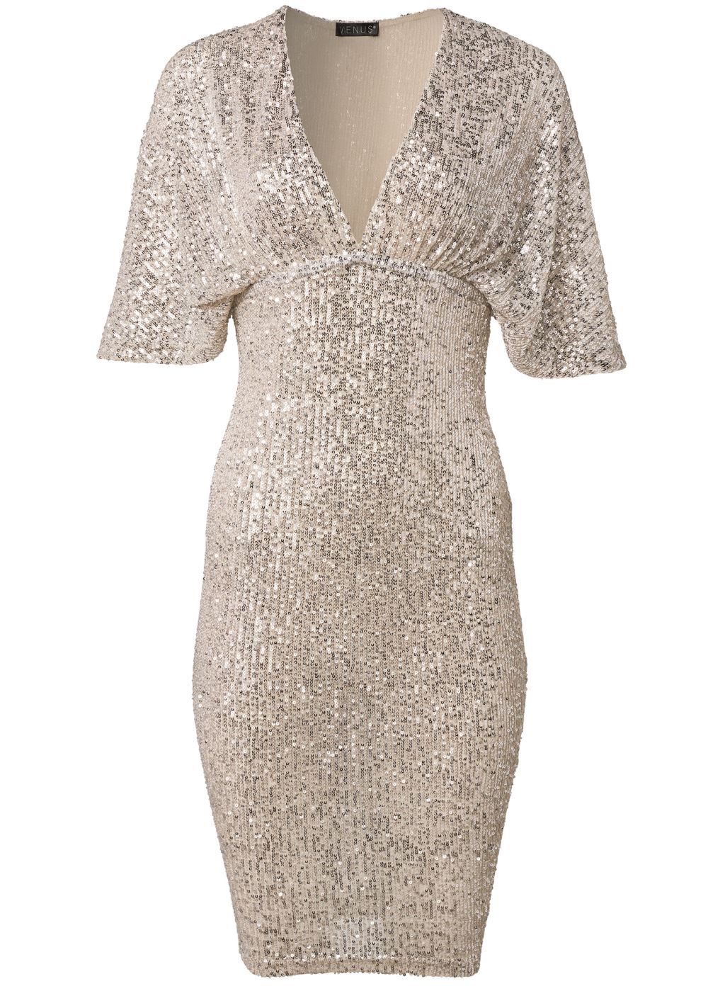 Venus Plus Size Deep-V Sequin Short Dress