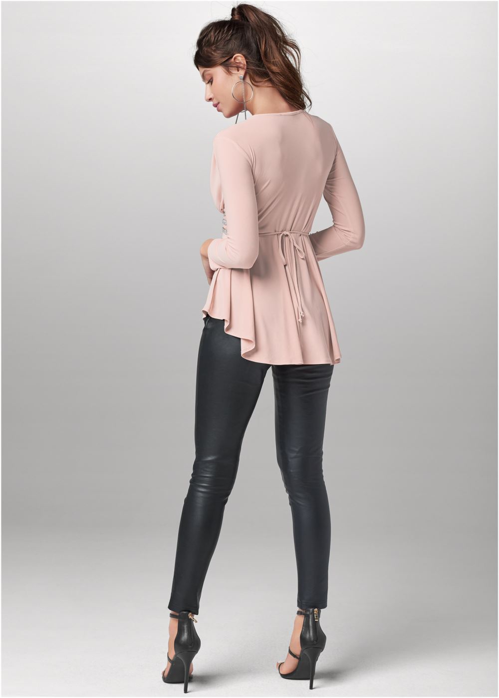 Venus Plus Size Rhinestone Detail Long Sleeve Top
