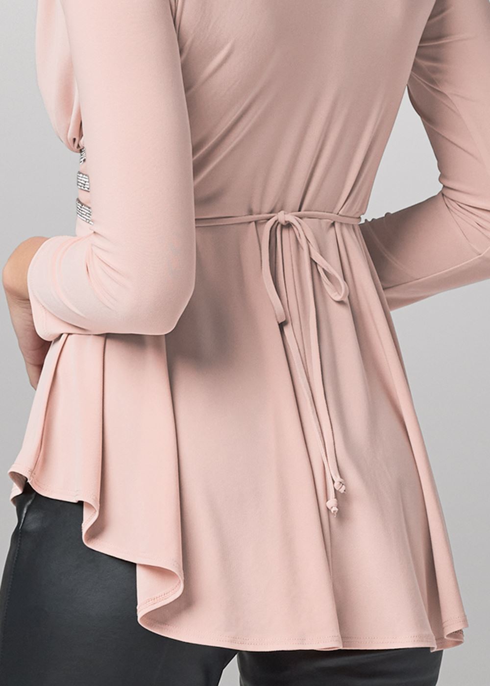 Venus Plus Size Rhinestone Detail Long Sleeve Top