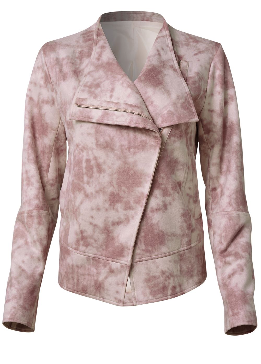 Venus Tie Dye Faux Suede Jacket in Pink Multi
