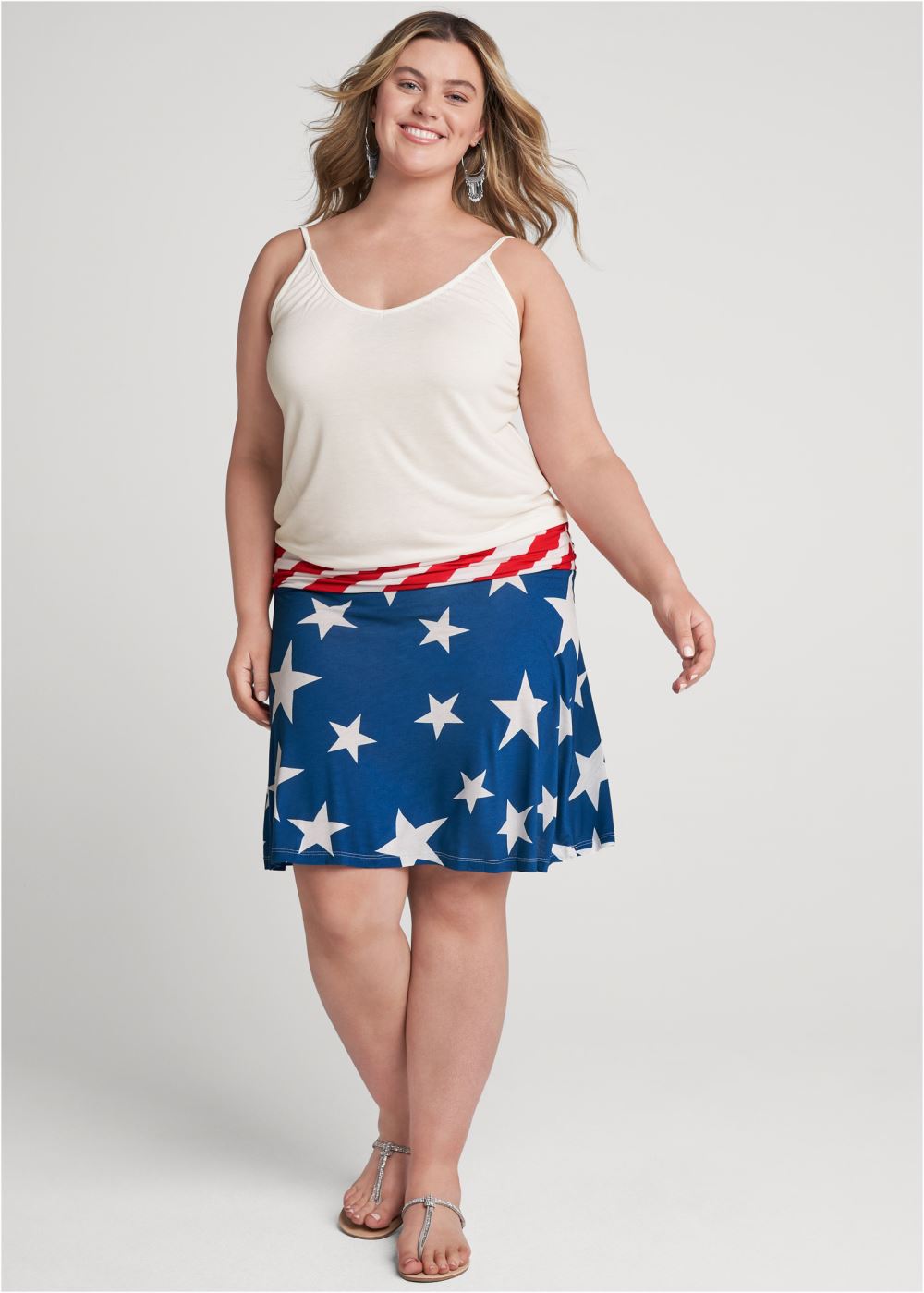 Venus White Multi CASUAL TANK DRESS