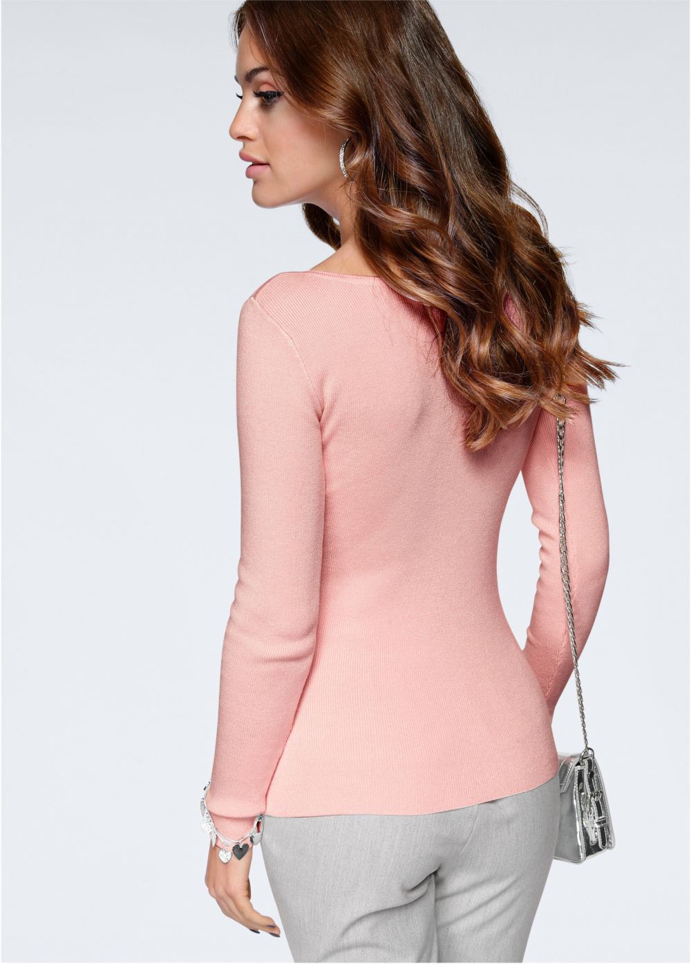 Venus Plus Size Embellished Sweater in Light Pink