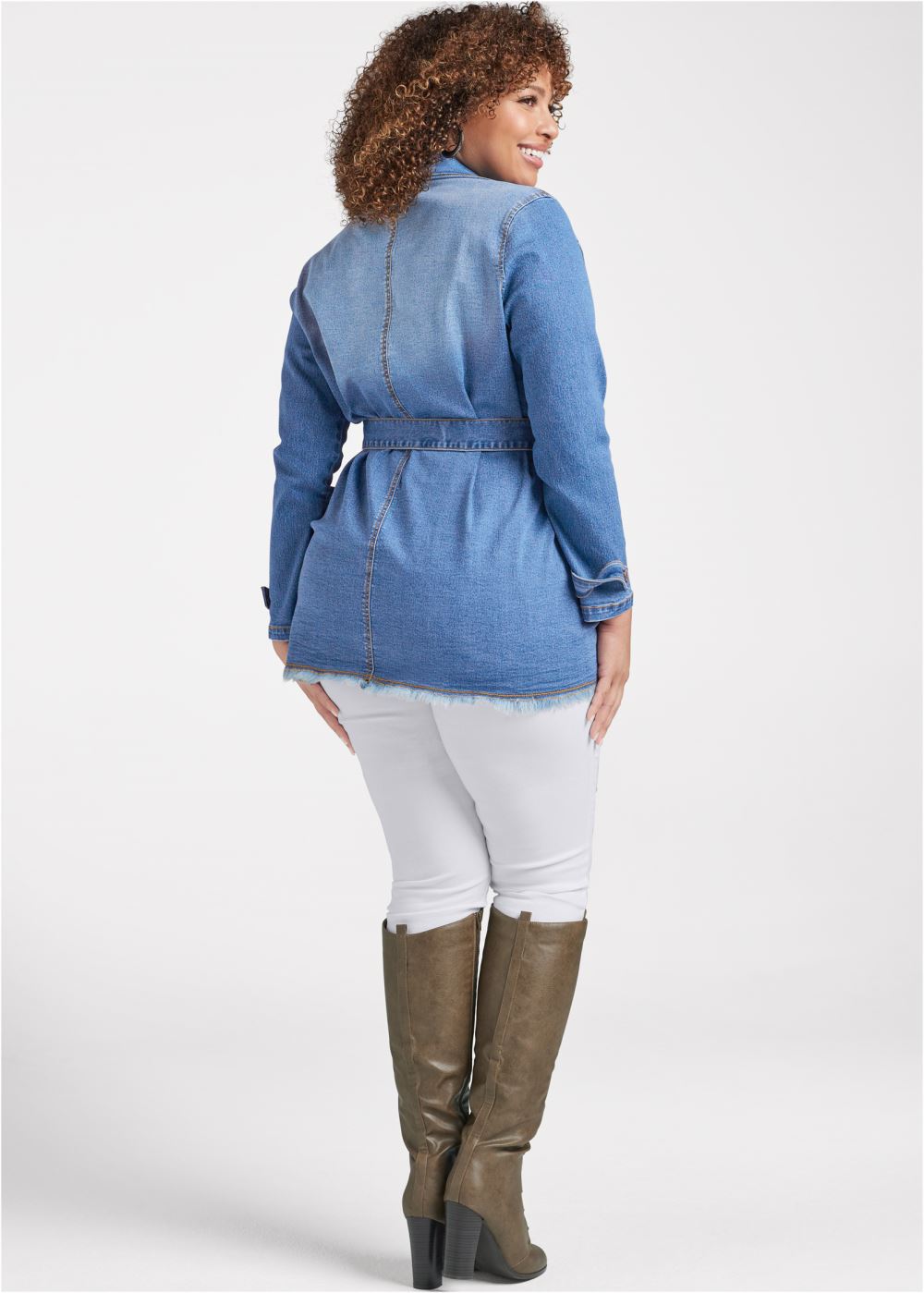 Venus Denim Trench Coat in Light Wash