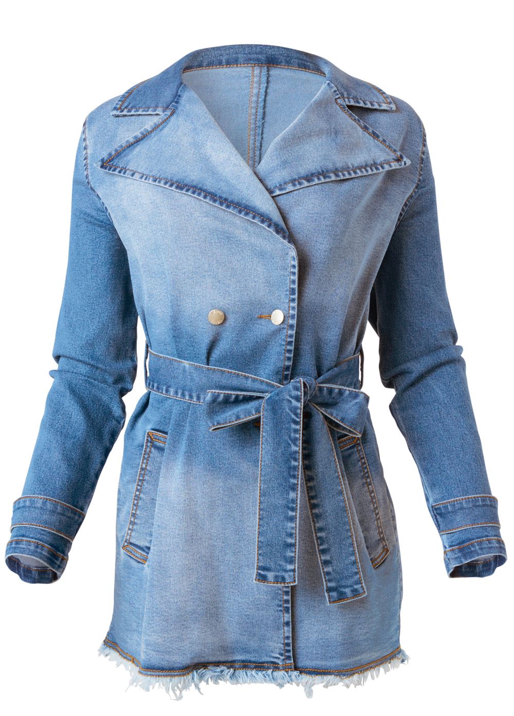 Venus Denim Trench Coat in Light Wash