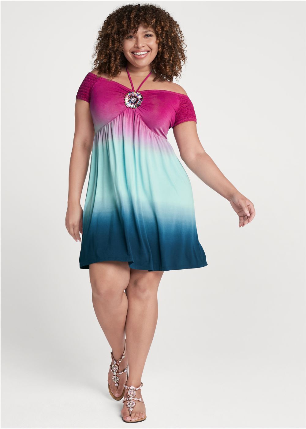 Venus Blue & Pink EMBELLISHED OMBRE DRESS