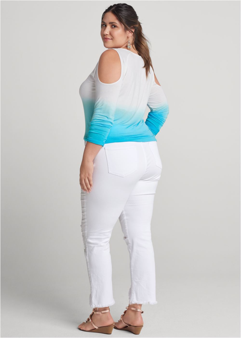 Venus Plus Size Ombre Cold-Shoulder Top