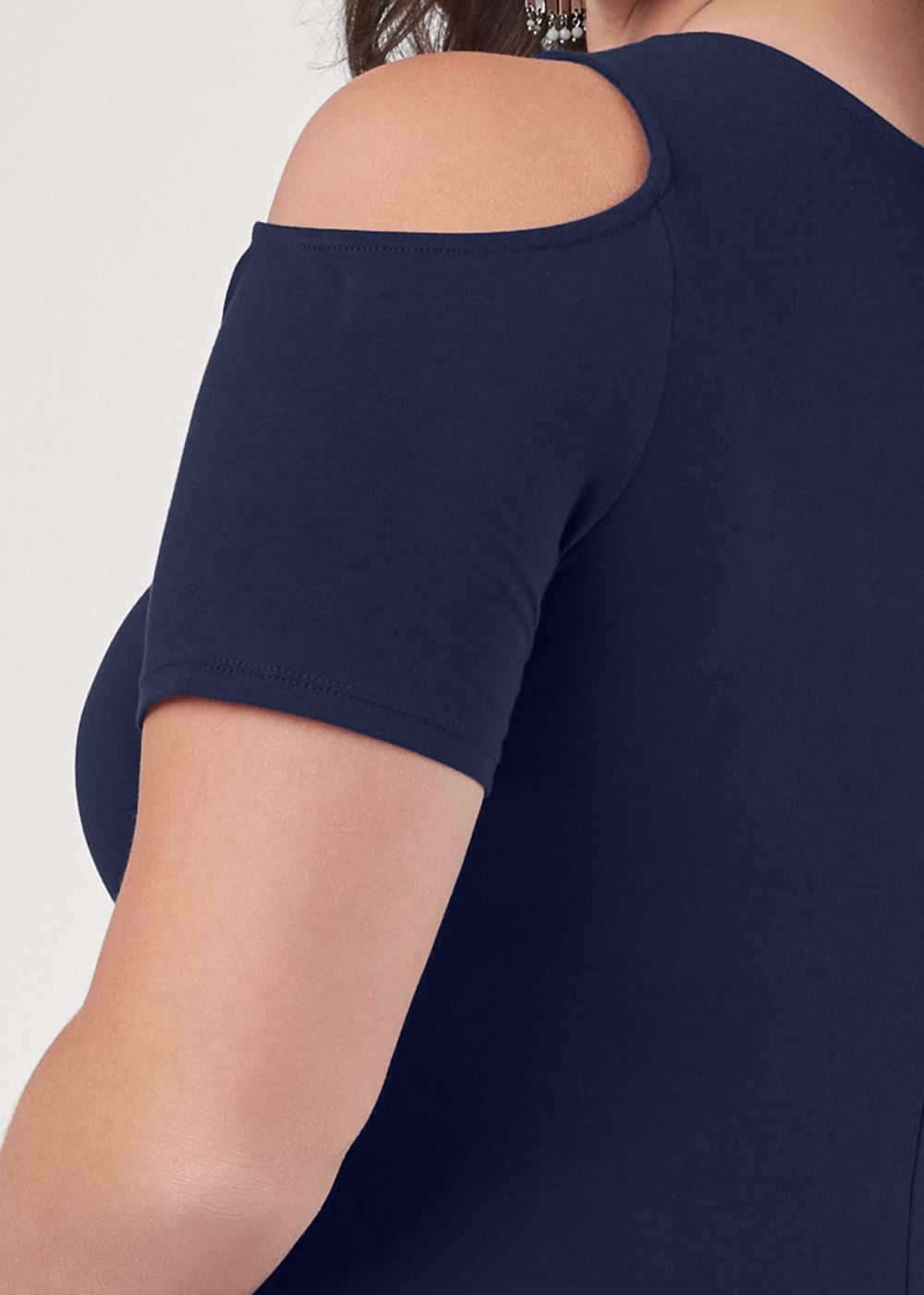 Venus Navy Cold-Shoulder Mini Dress