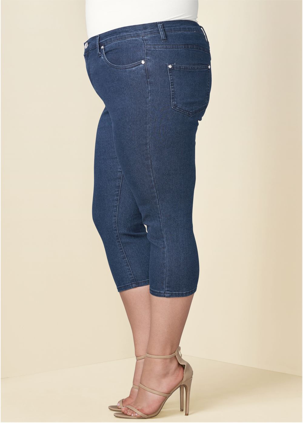 Venus Plus Size Capri Jeans in Dark Wash