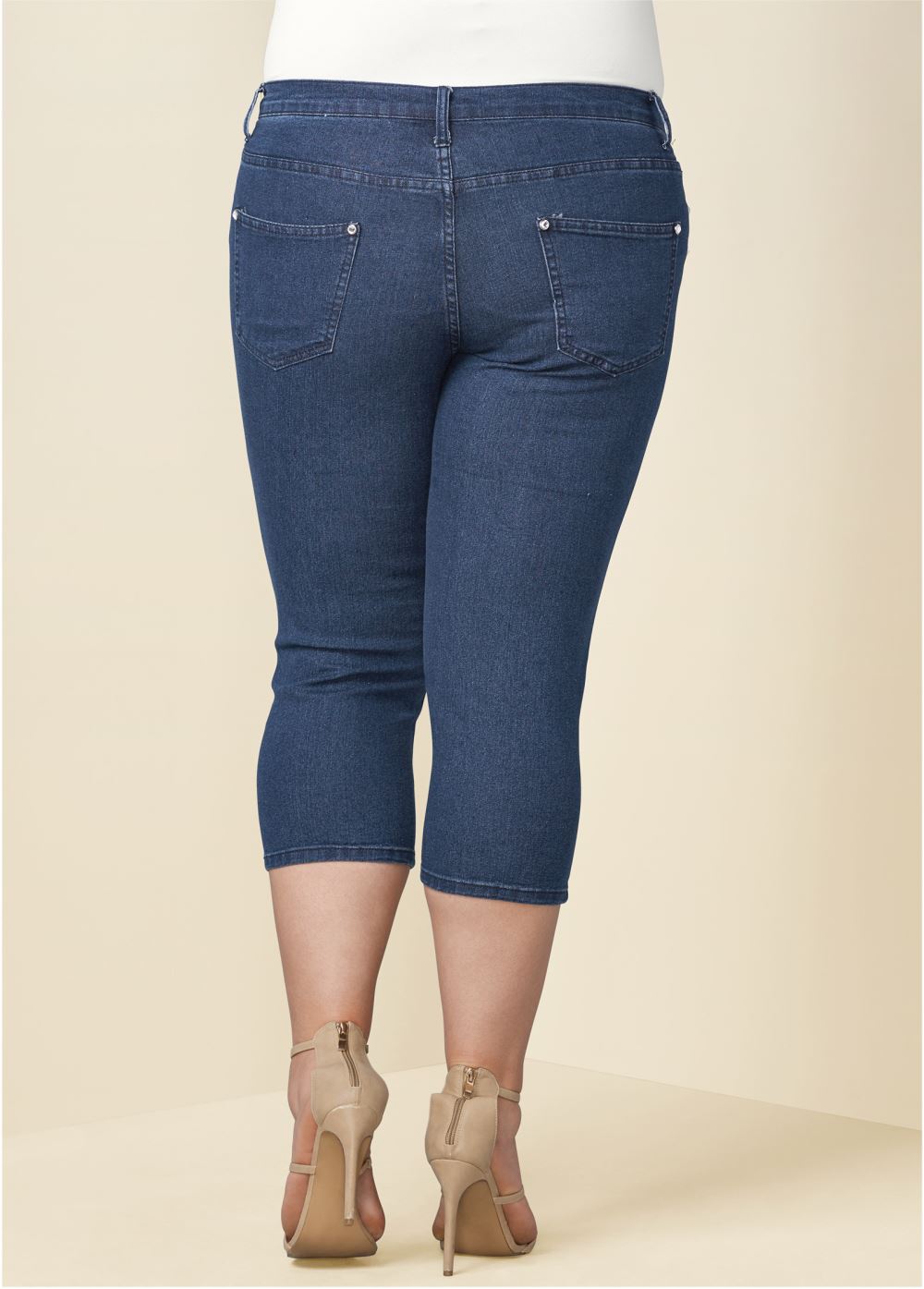Venus Plus Size Capri Jeans in Dark Wash