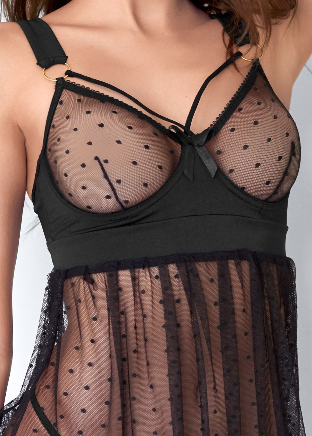 Venus Black SWISS DOT BABYDOLL