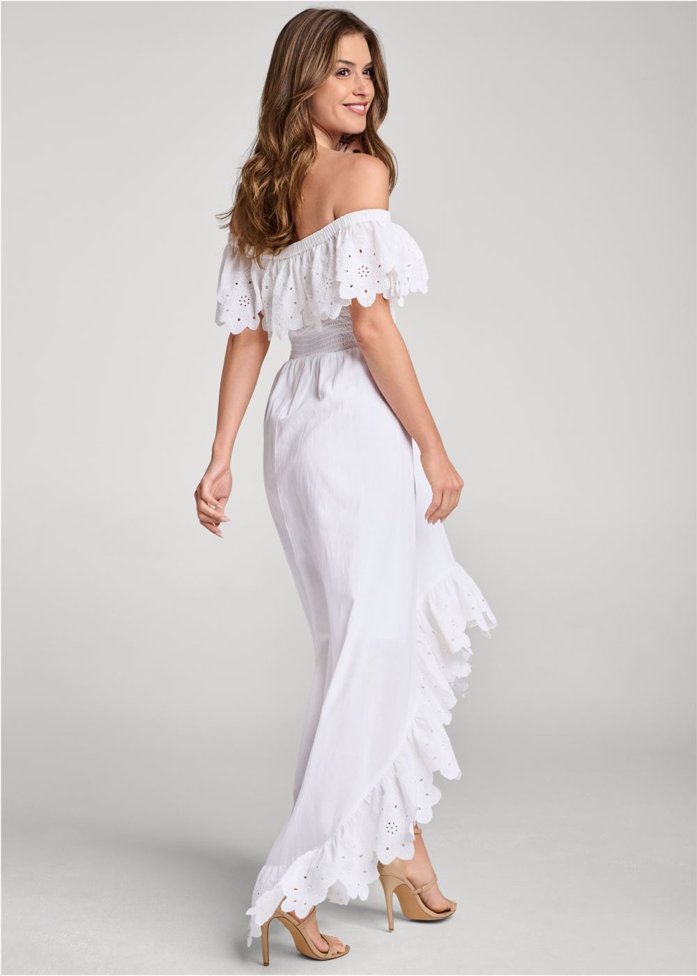 Venus Plus Size Off-The-Shoulder Smocked Dress