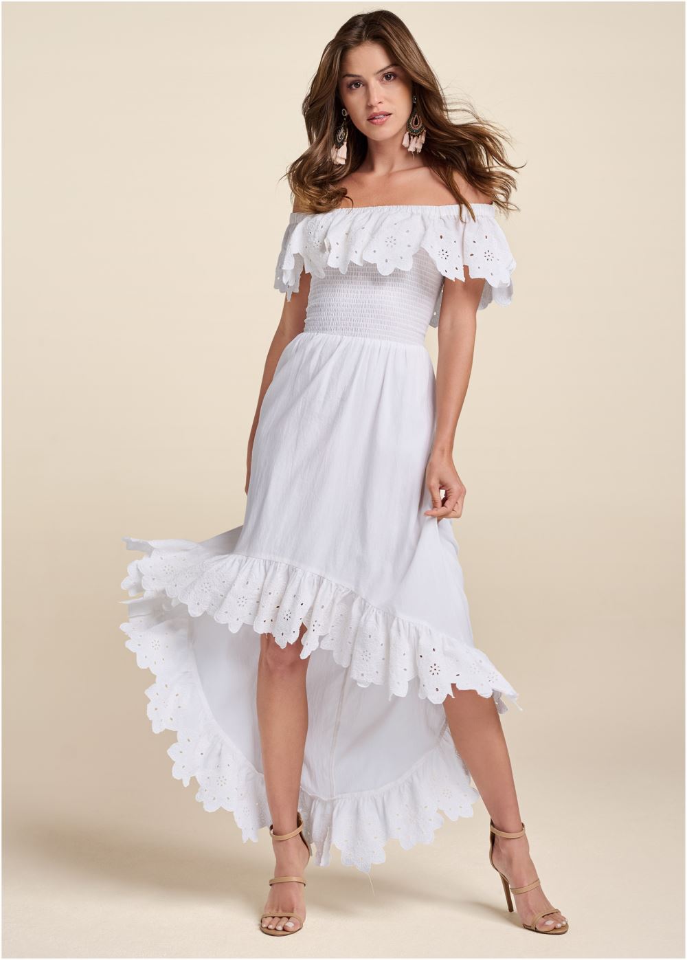 Venus Plus Size Off-The-Shoulder Smocked Dress