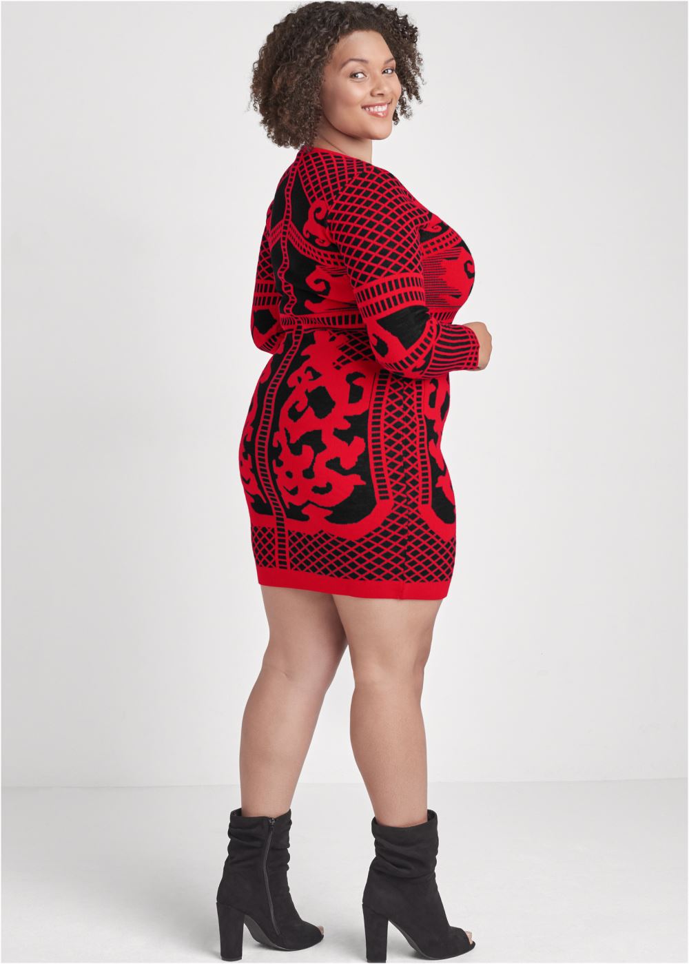Venus Plus Size Printed Sweater Dress