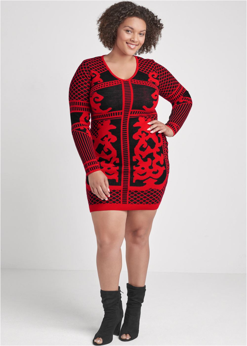 Venus Plus Size Printed Sweater Dress