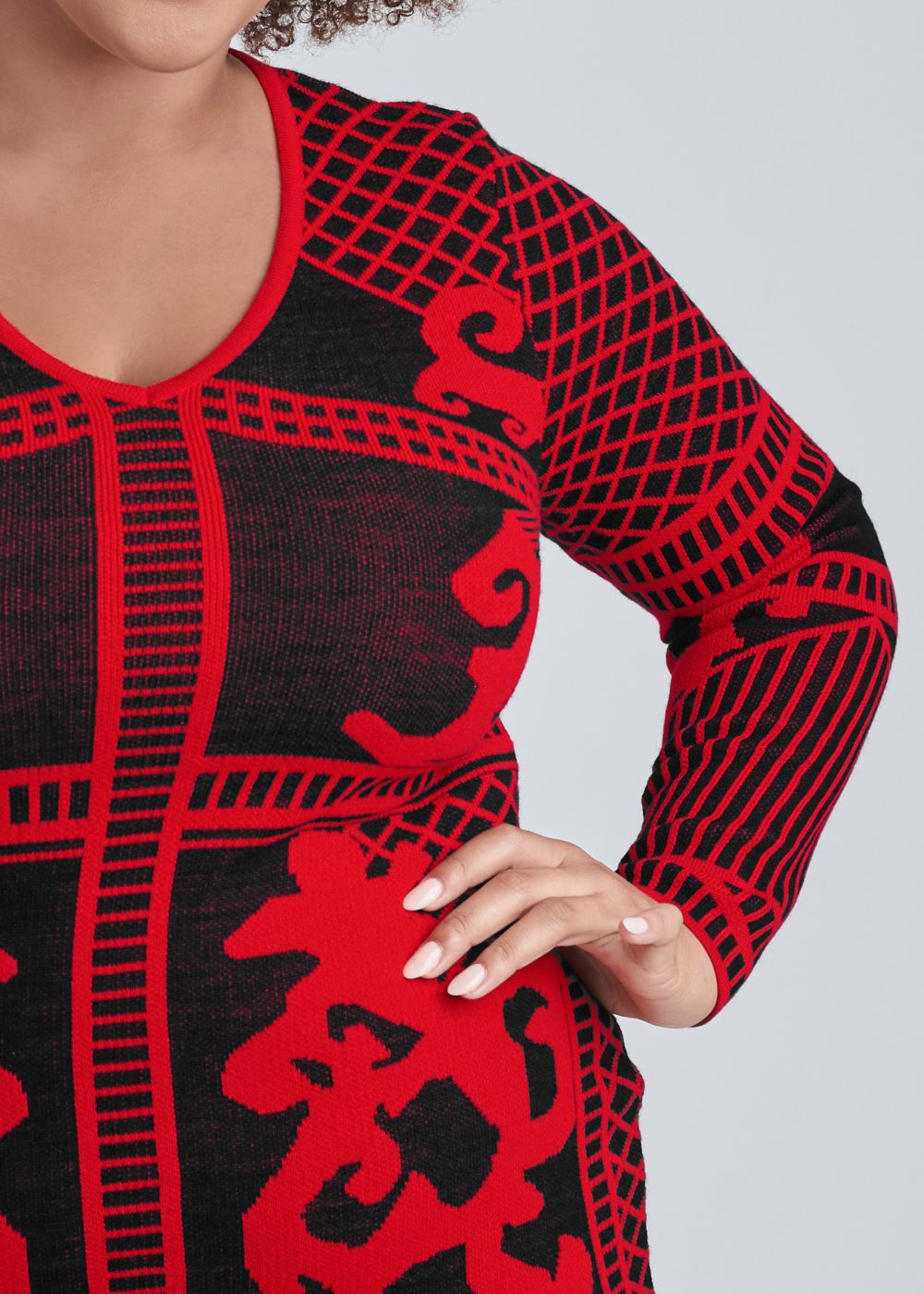 Venus Plus Size Printed Sweater Dress