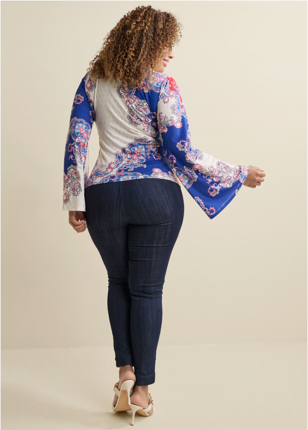 Venus Plus Size Ruched Printed Top