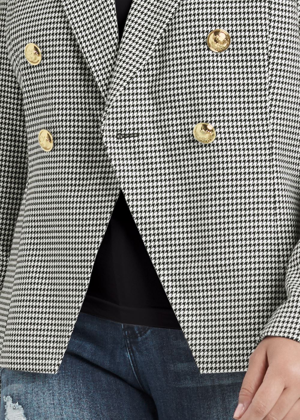 Venus Black & White Houndstooth Double Breasted Blazer