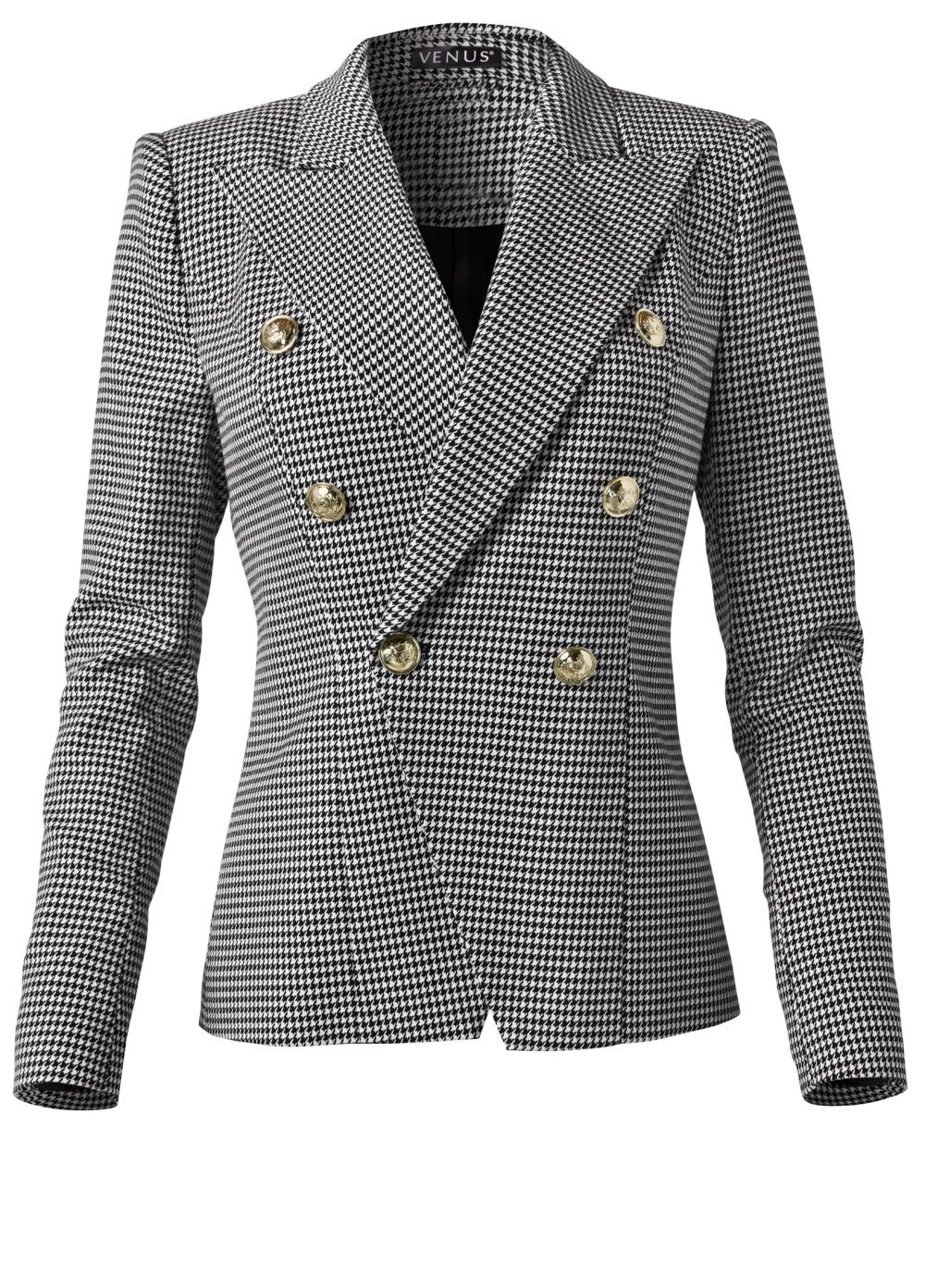 Venus Black & White Houndstooth Double Breasted Blazer