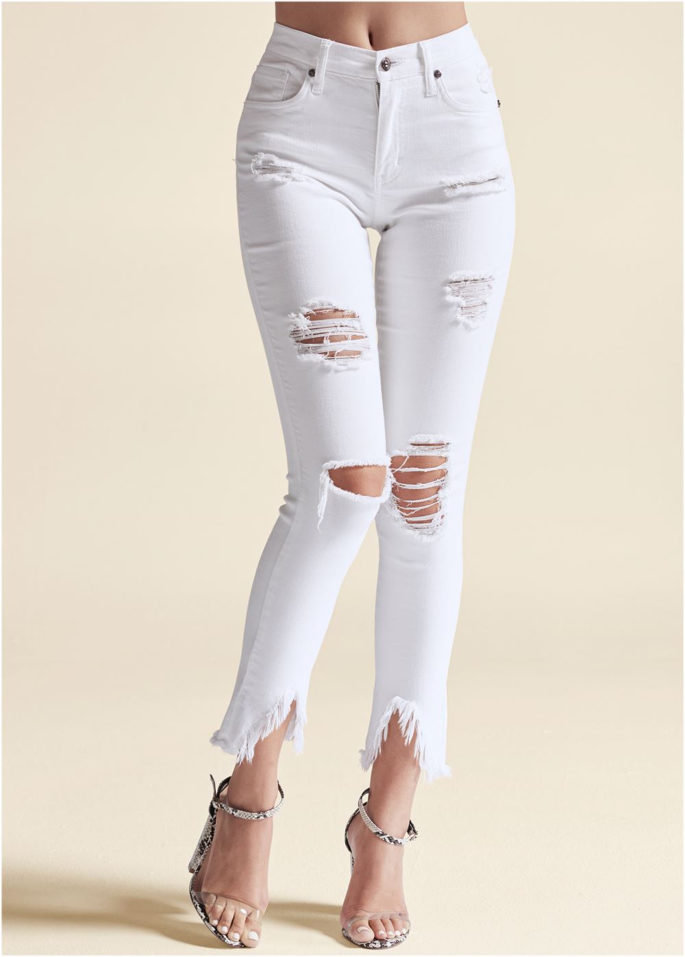 Venus Plus Size Triangle Hem Jeans in White