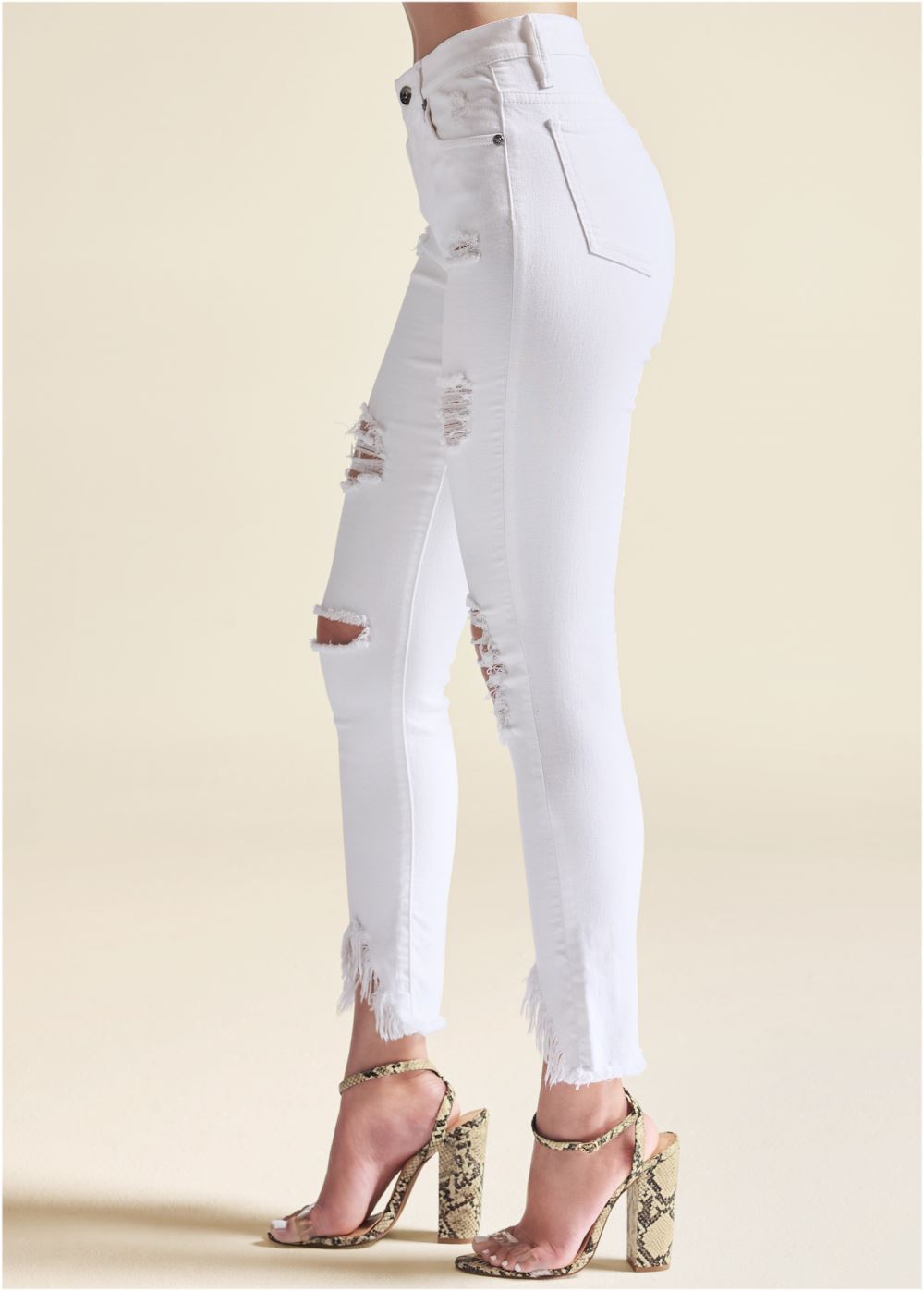 Venus Plus Size Triangle Hem Jeans in White