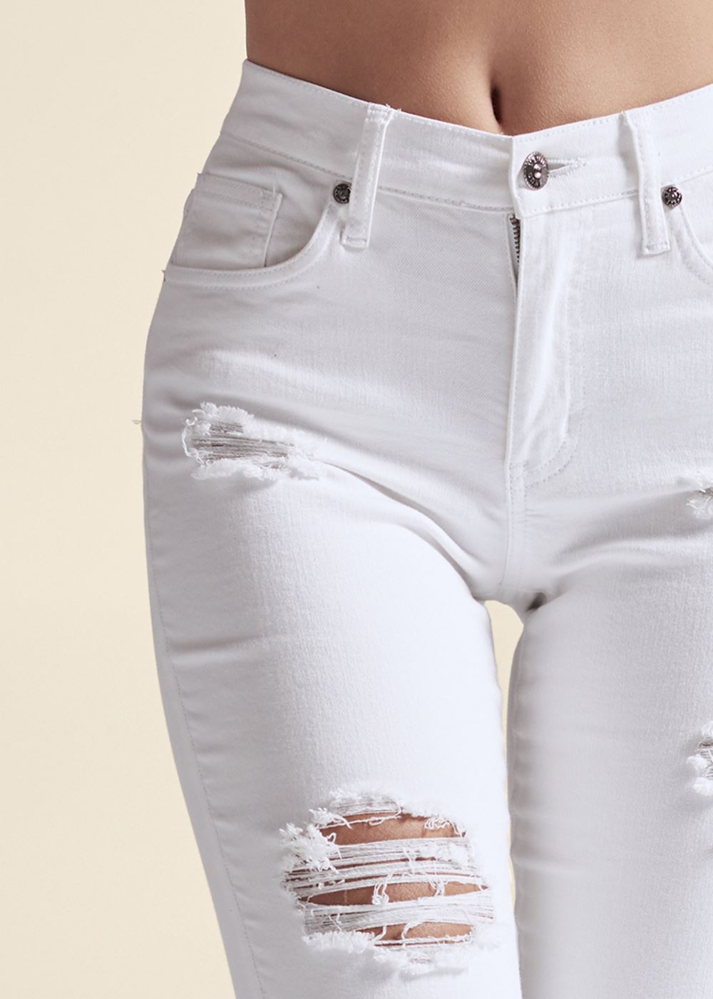 Venus Plus Size Triangle Hem Jeans in White