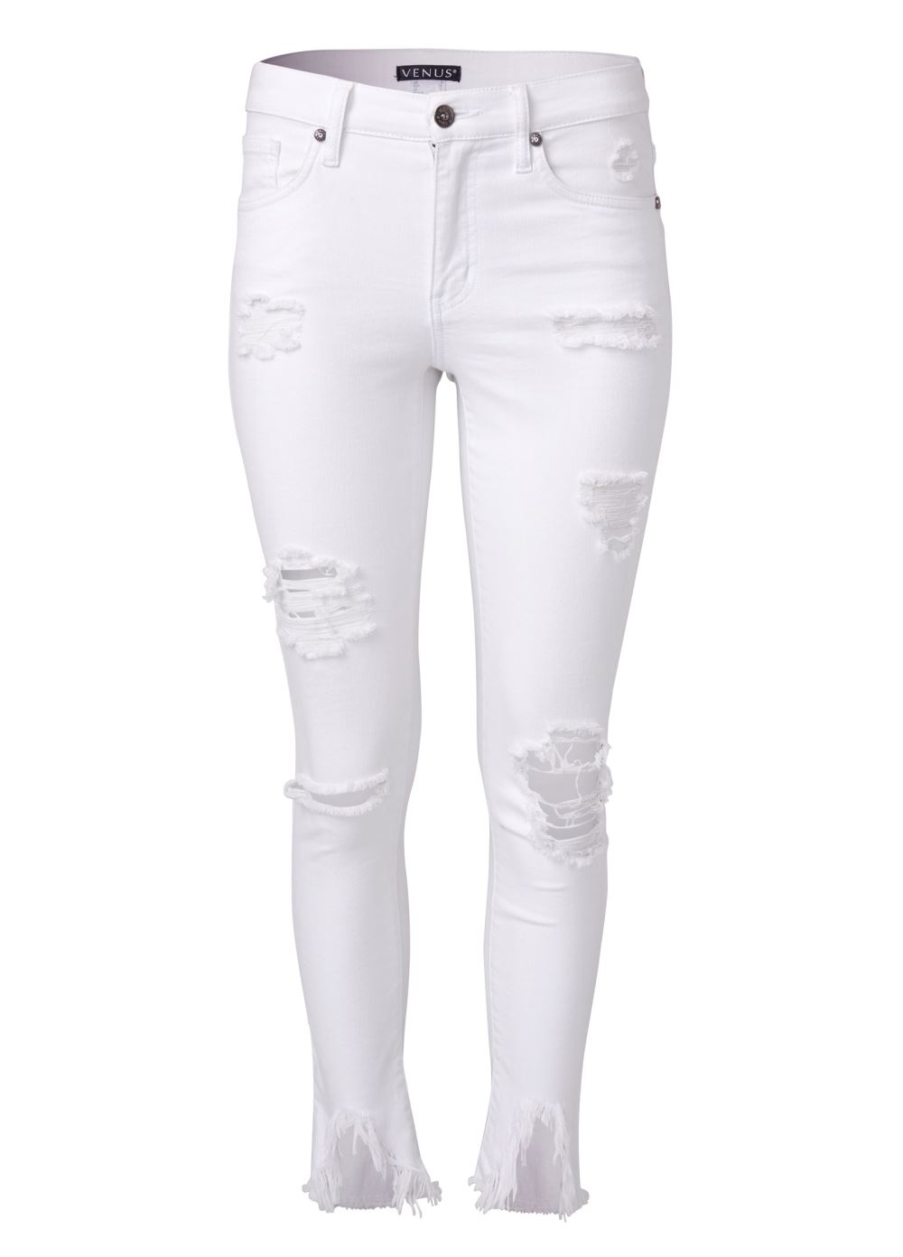 Venus Plus Size Triangle Hem Jeans in White