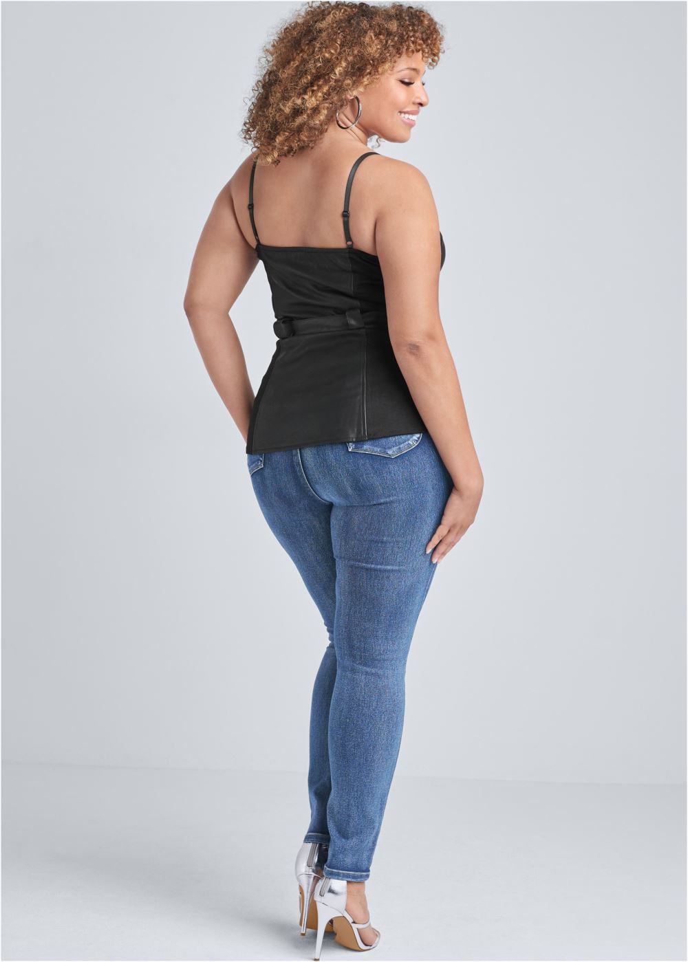 Venus Plus Size Faux-Leather Bustier Top