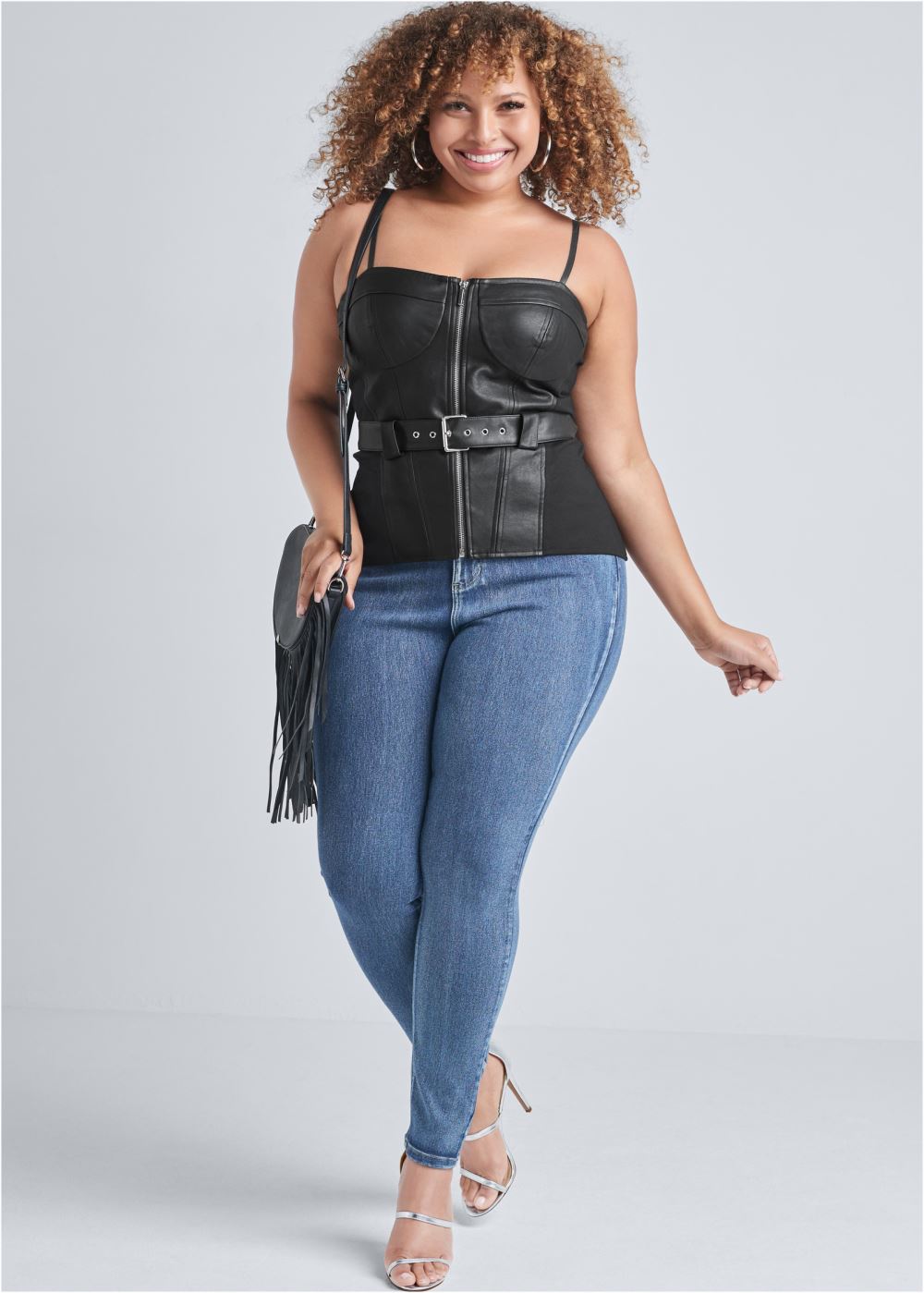 Venus Plus Size Faux-Leather Bustier Top