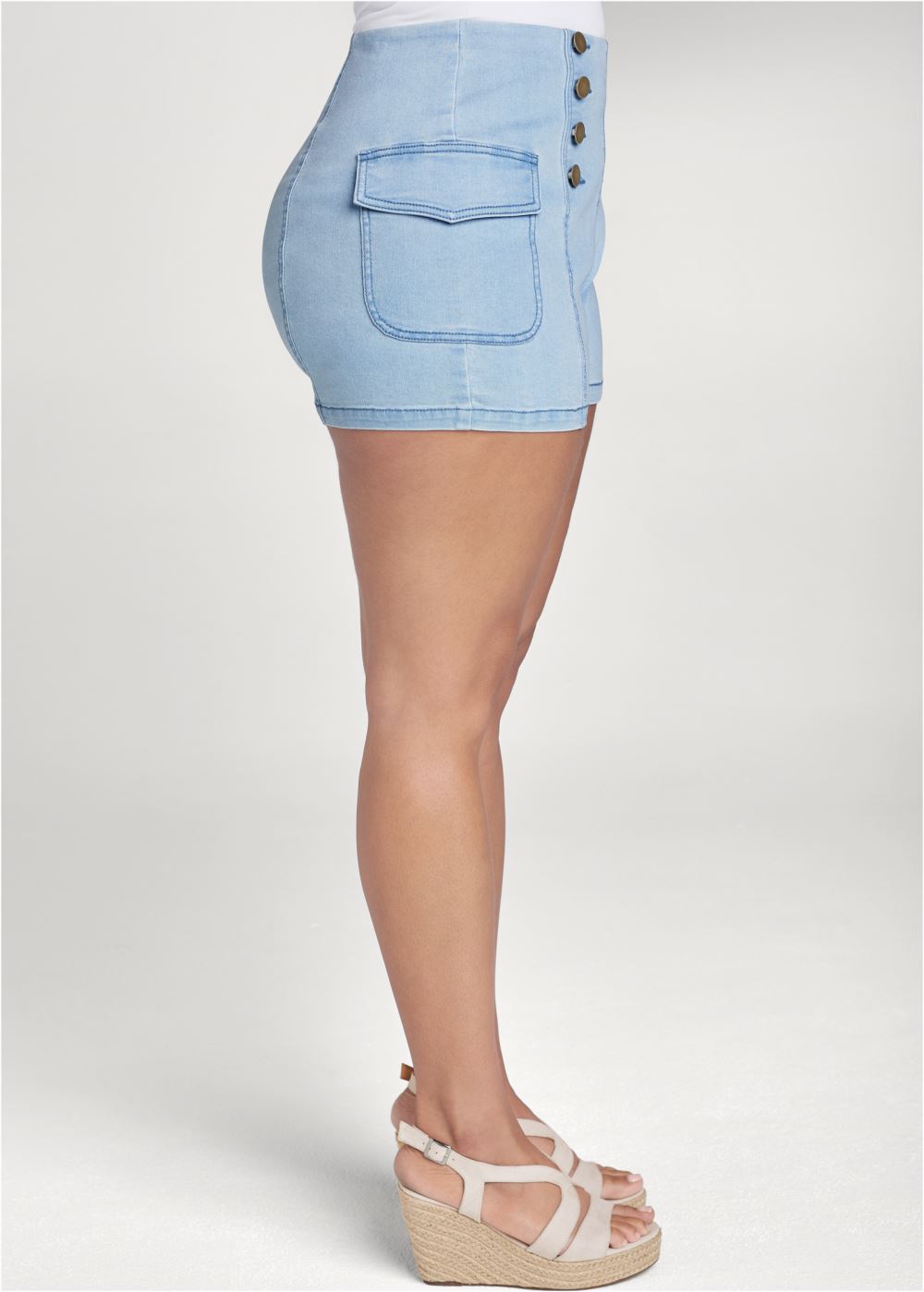 Venus Plus Size Cargo Sailor Shorts - Light Wash