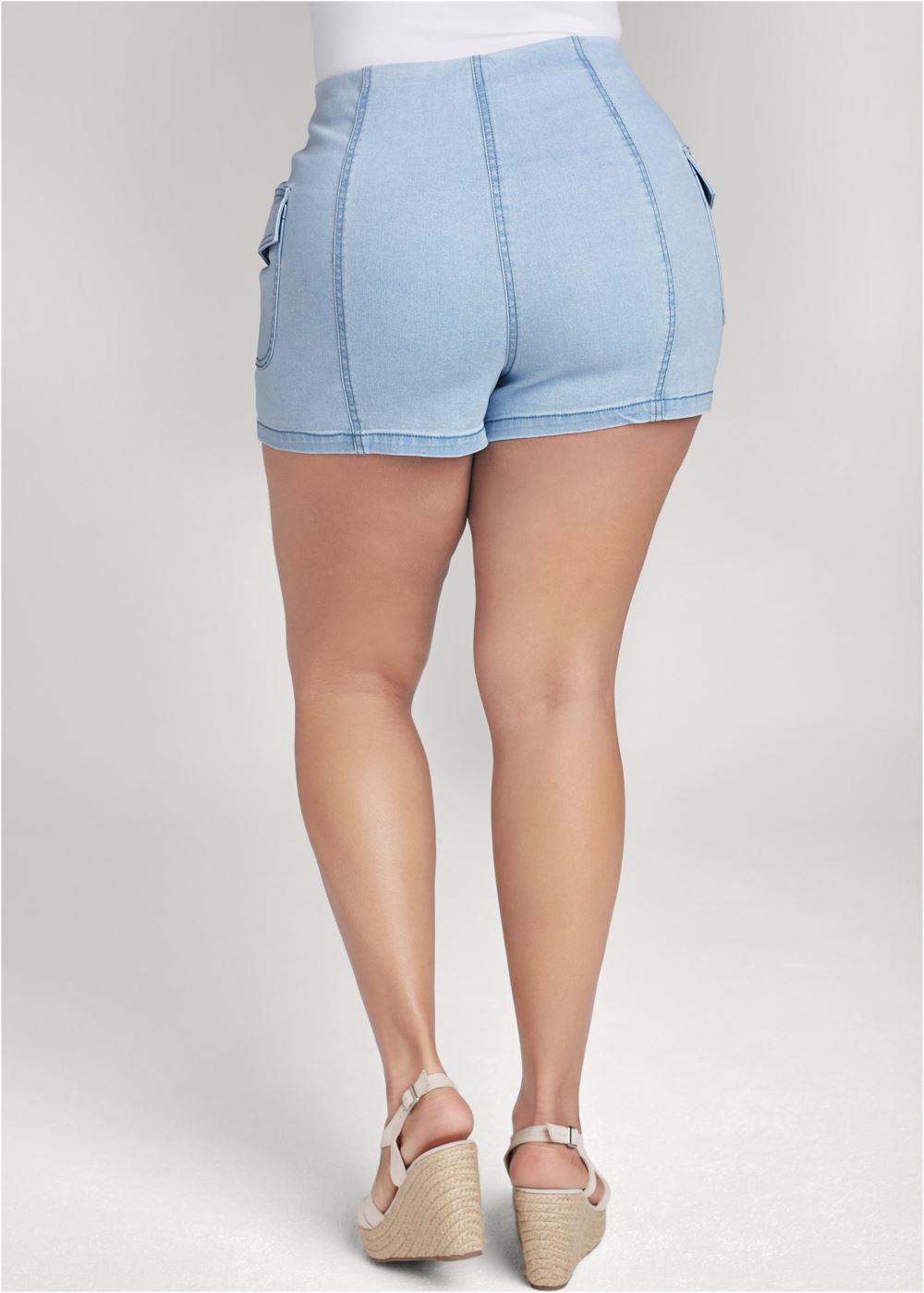 Venus Plus Size Cargo Sailor Shorts - Light Wash