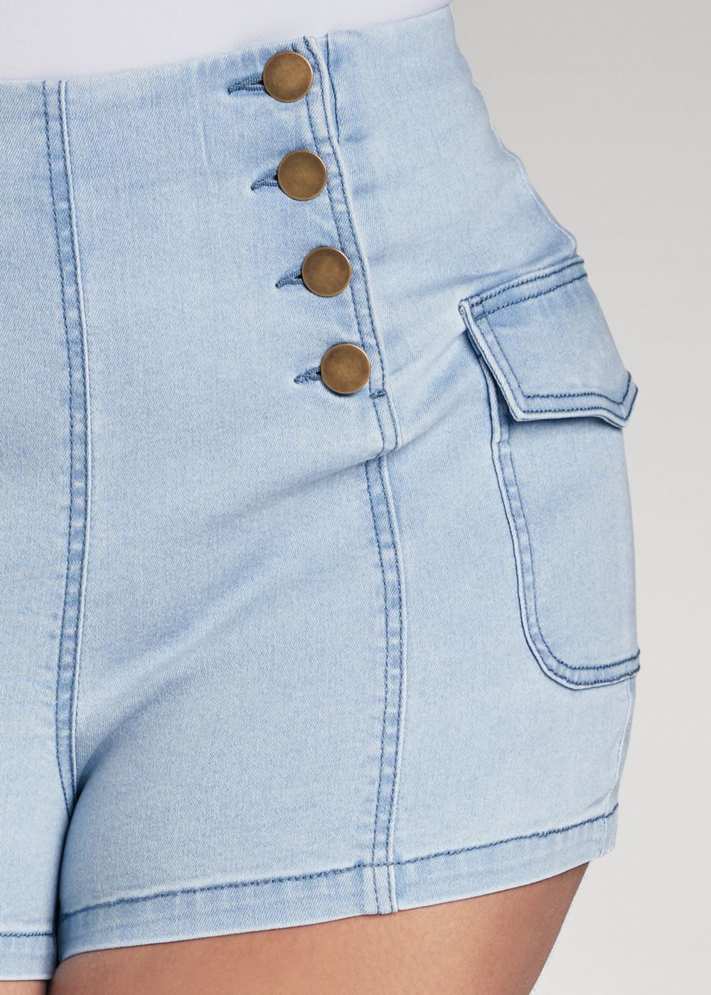 Venus Plus Size Cargo Sailor Shorts - Light Wash