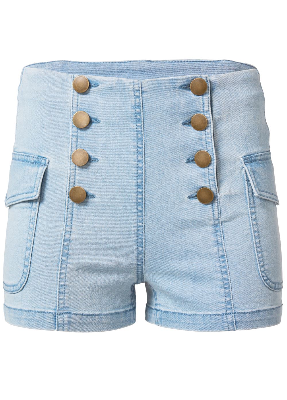 Venus Plus Size Cargo Sailor Shorts - Light Wash