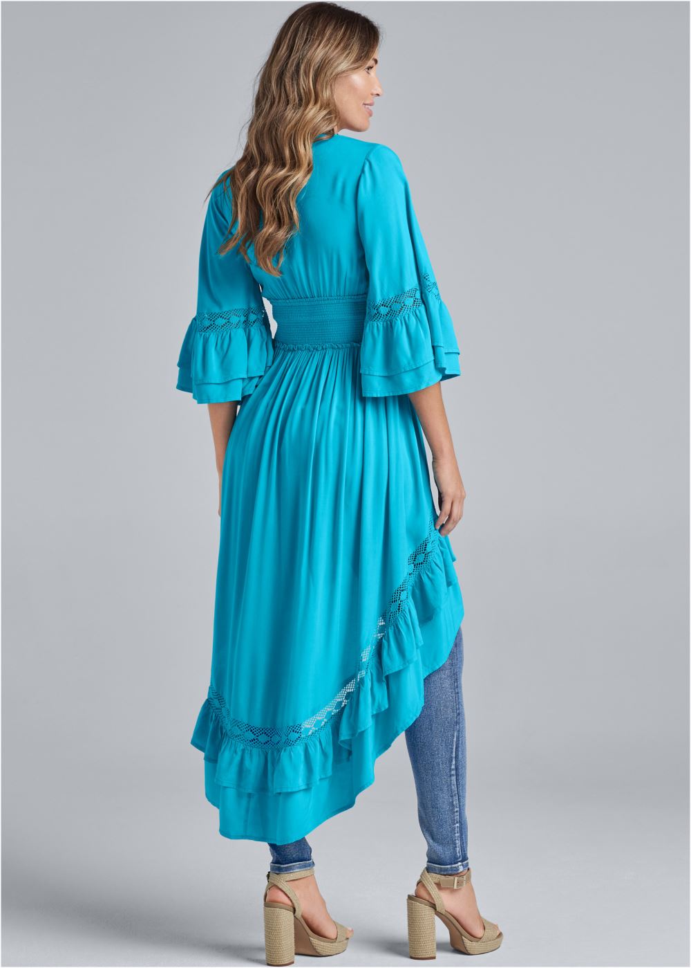 Venus Plus Size Lace Detail Tiered Maxi Top