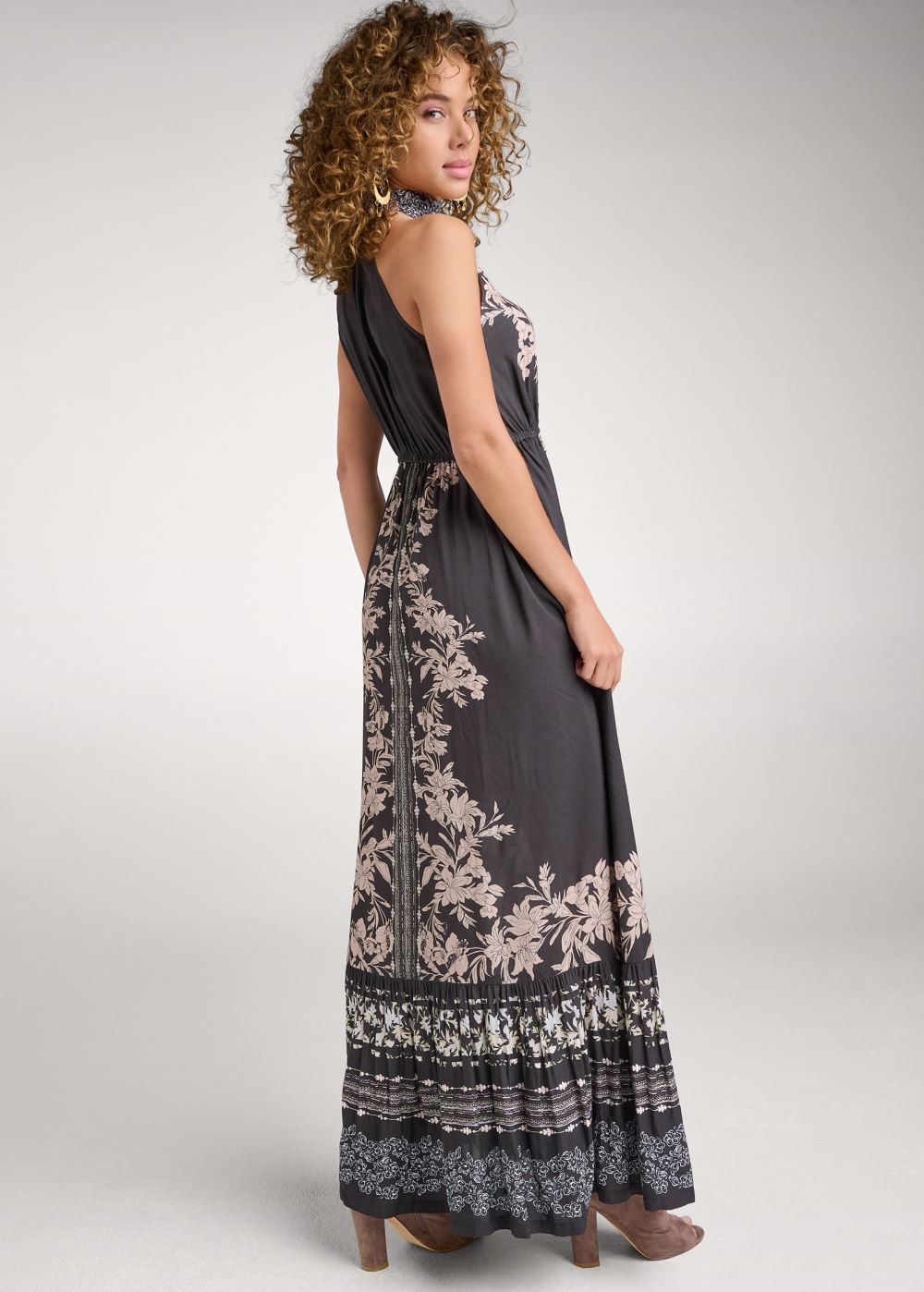 Venus Plus Size Printed Mock-Neck Maxi Dress