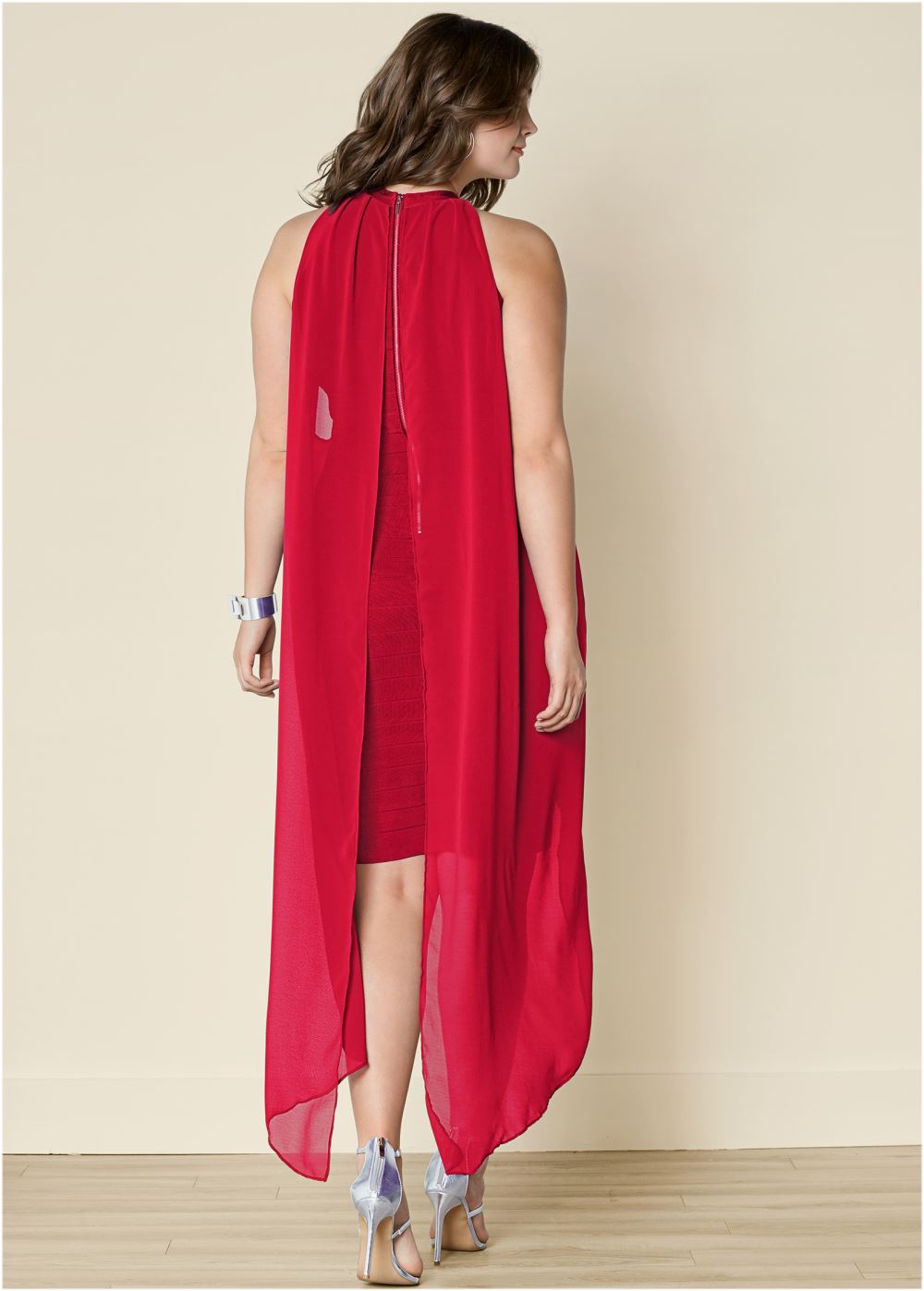 Venus Plus Size Chiffon Overlay Bandage Dress