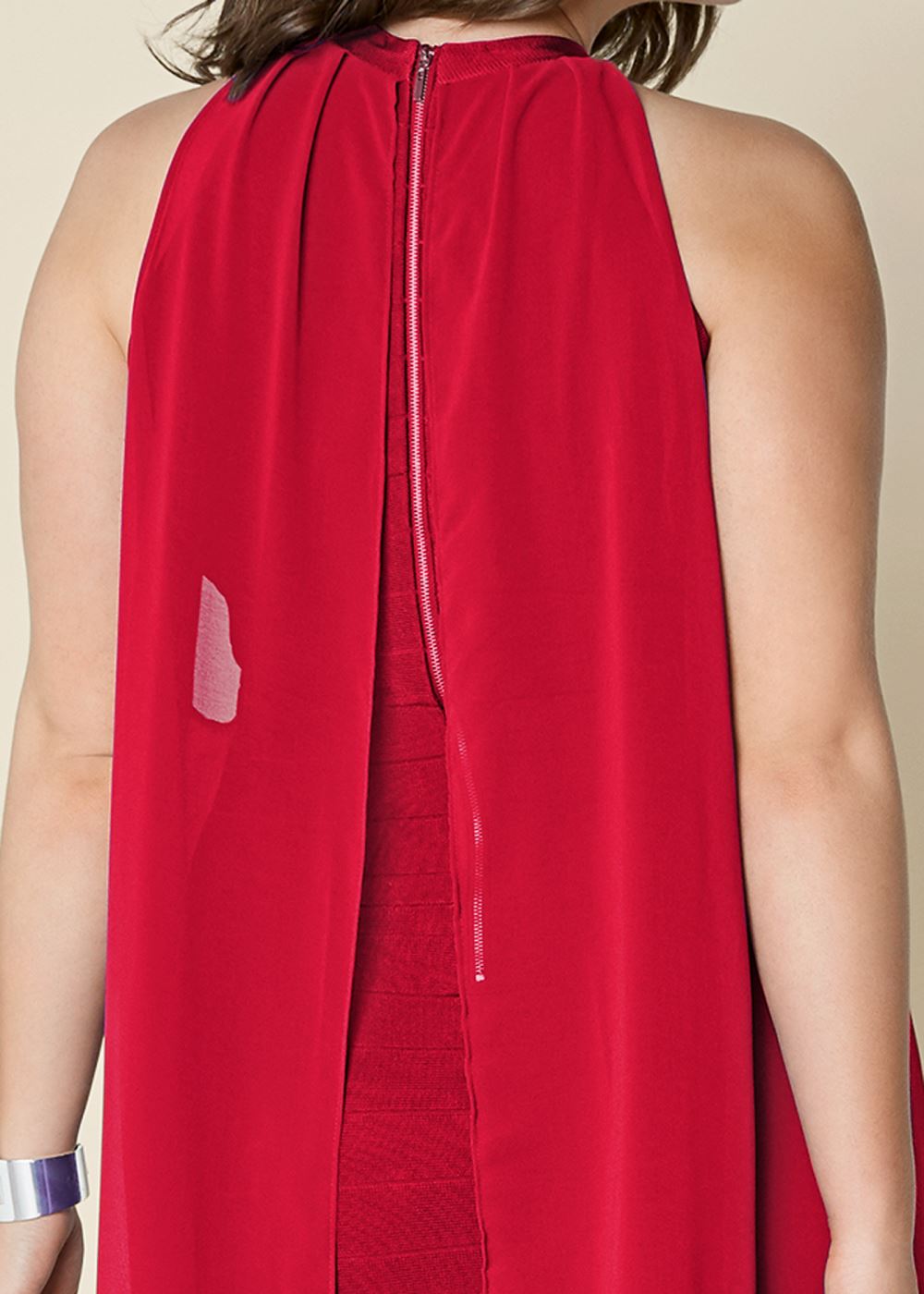 Venus Plus Size Chiffon Overlay Bandage Dress